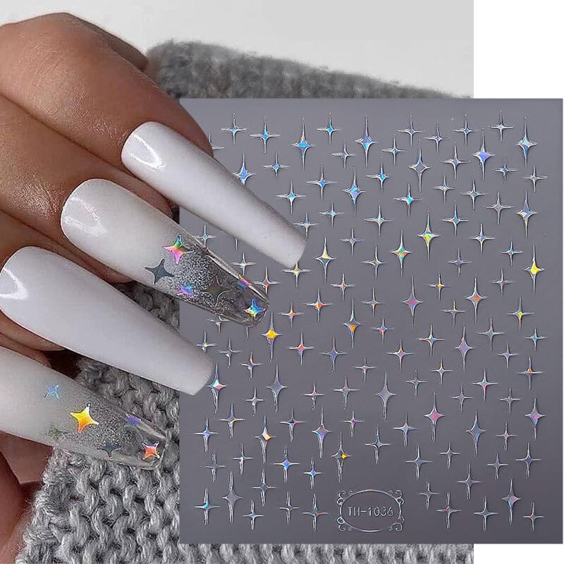 Gradient Star 3D Nail Stickers TH 1036 - Self-Adhesive Nail Art Decals for Women, DIY Manicure Designs - Perfect for Parties, Weddings & Special Occasions