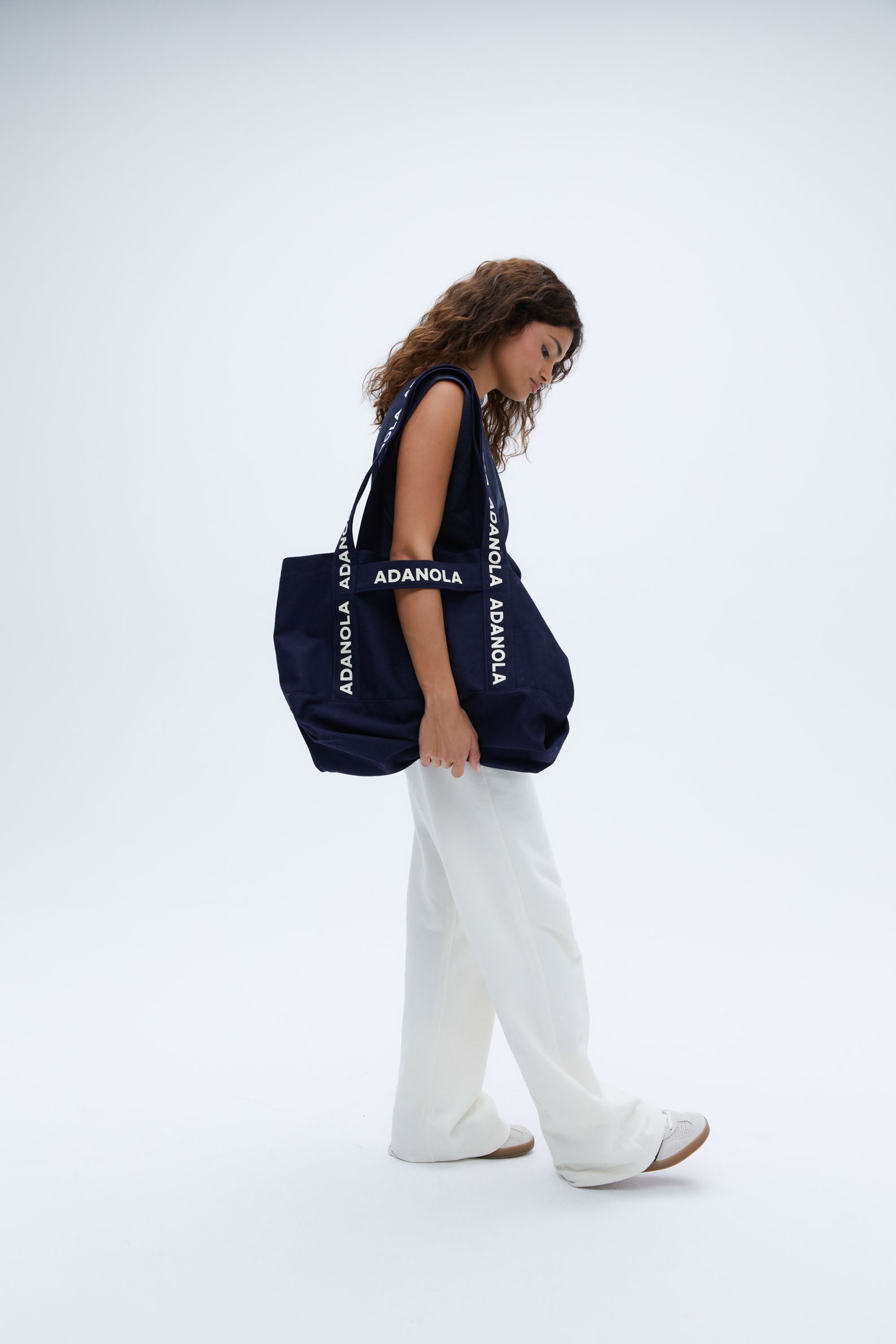 Branded Strap Tote Bag - Navy Blue Women's Fashion Handbag for Work, Travel & Shopping | Durable & Stylish Shoulder Bag