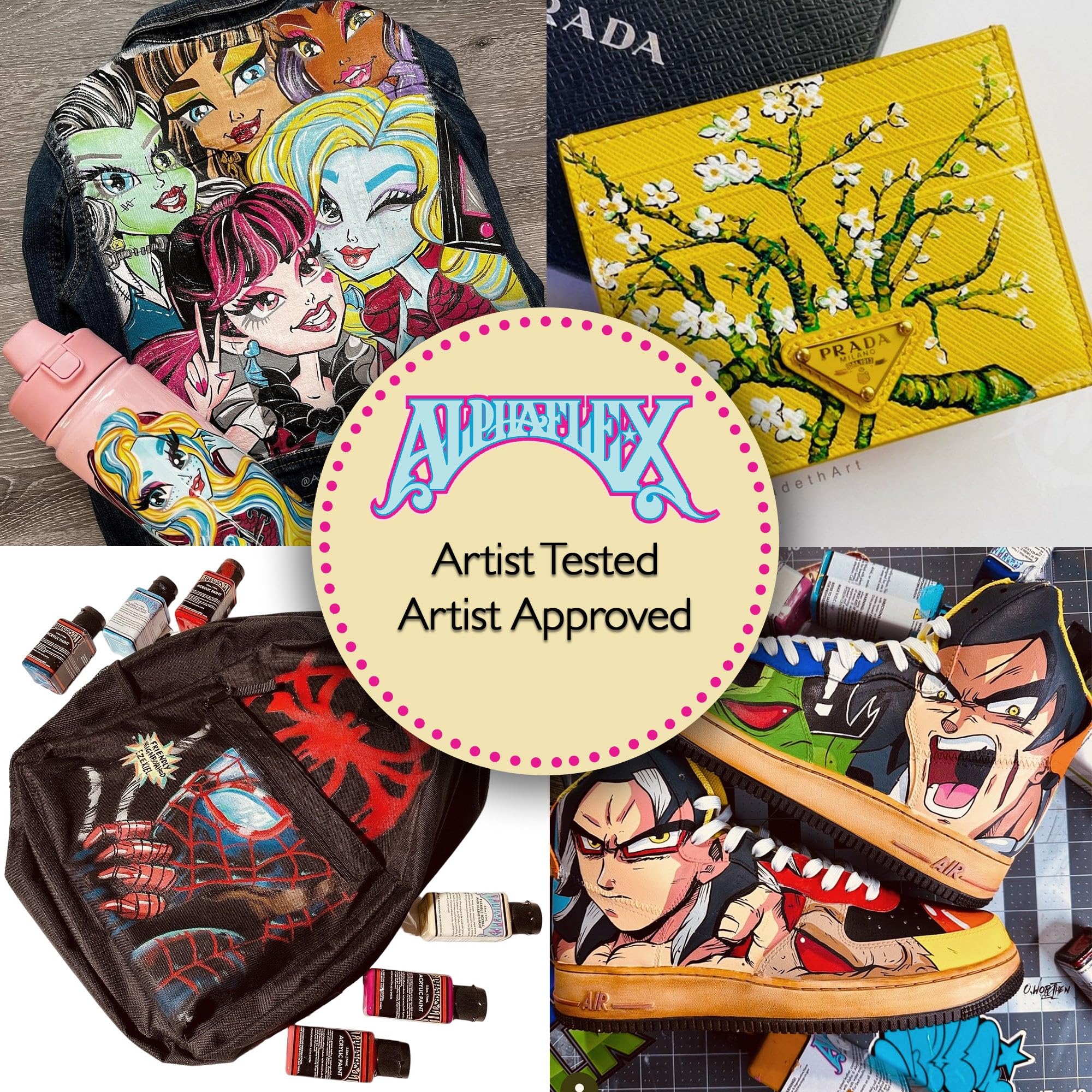 AlphaFlex Monster Pack – 36 Bottles of Premium Flexible Leather & Textile Paint (2.5 oz Each) | Durable Acrylic Paint for Shoes, Bags, Jackets & DIY Crafts | Perfect for Customizing Sneakers, Repairing Leather Goods & Creative Art Projects
