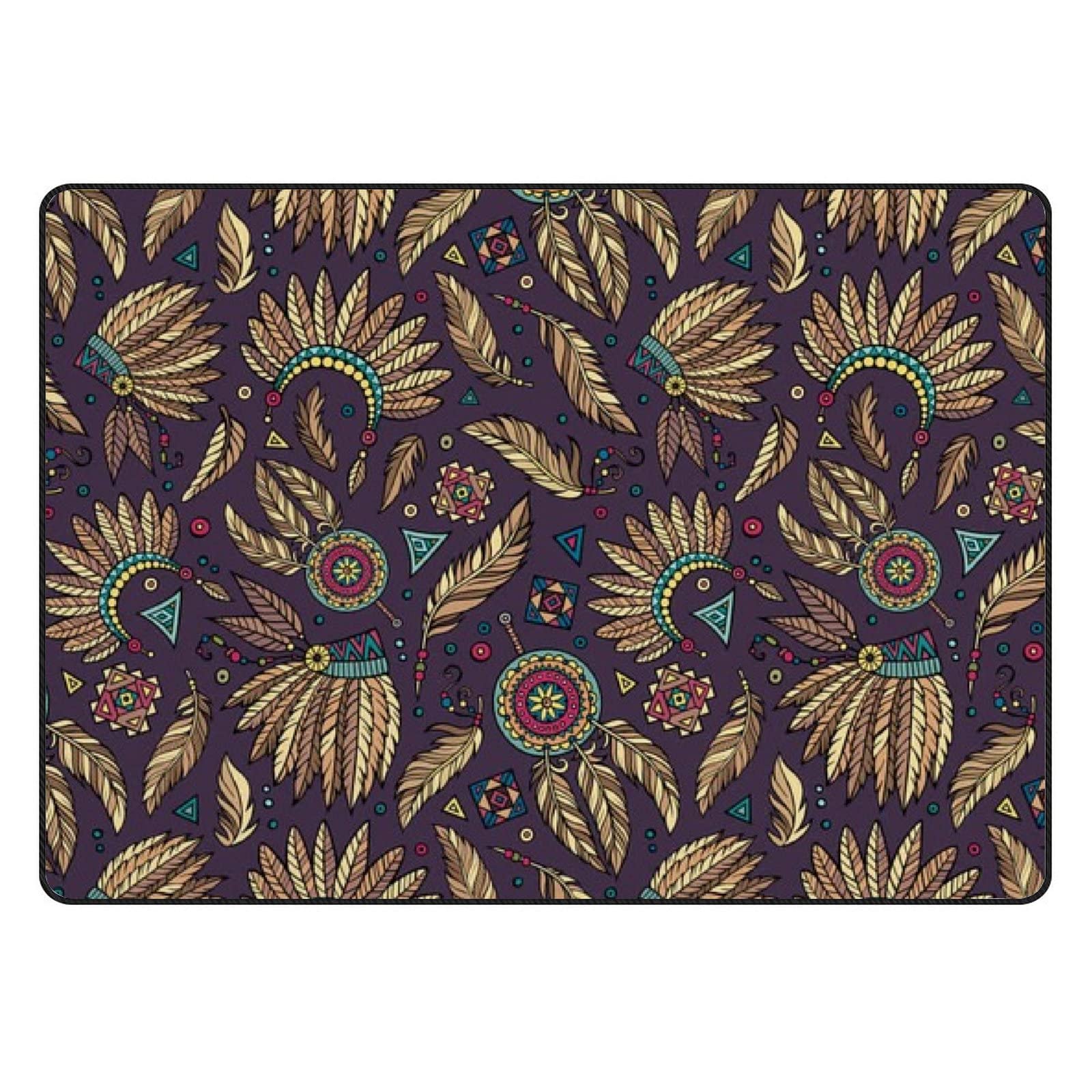 Large 63x48in Non-Slip Cartoon Tribal Area Rug - Soft Floor Carpet for Living Room, Bedroom, Nursery & Playroom | Perfect for Kids Play Area, Yoga & Home Decor