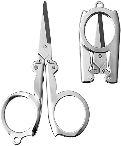 Premium Stainless Steel Foldable Travel Scissors - Compact & Portable Craft Scissors for Sewing, DIY Projects - Perfect for Travel, Office, and Home Use (1 Pack)