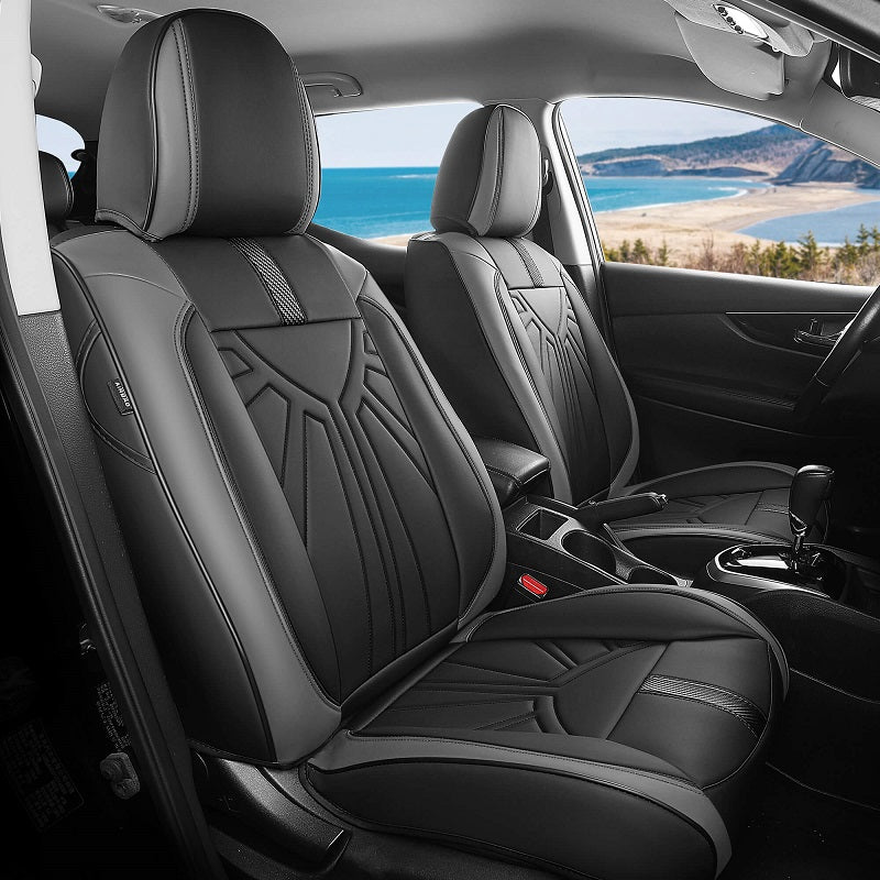 Premium Universal Leather Car Seat Covers F6 - Full Set for Cars, SUVs & Trucks - Easy Installation & Enhanced Comfort - Perfect for Daily Commute, Road Trips & Vehicle Protection