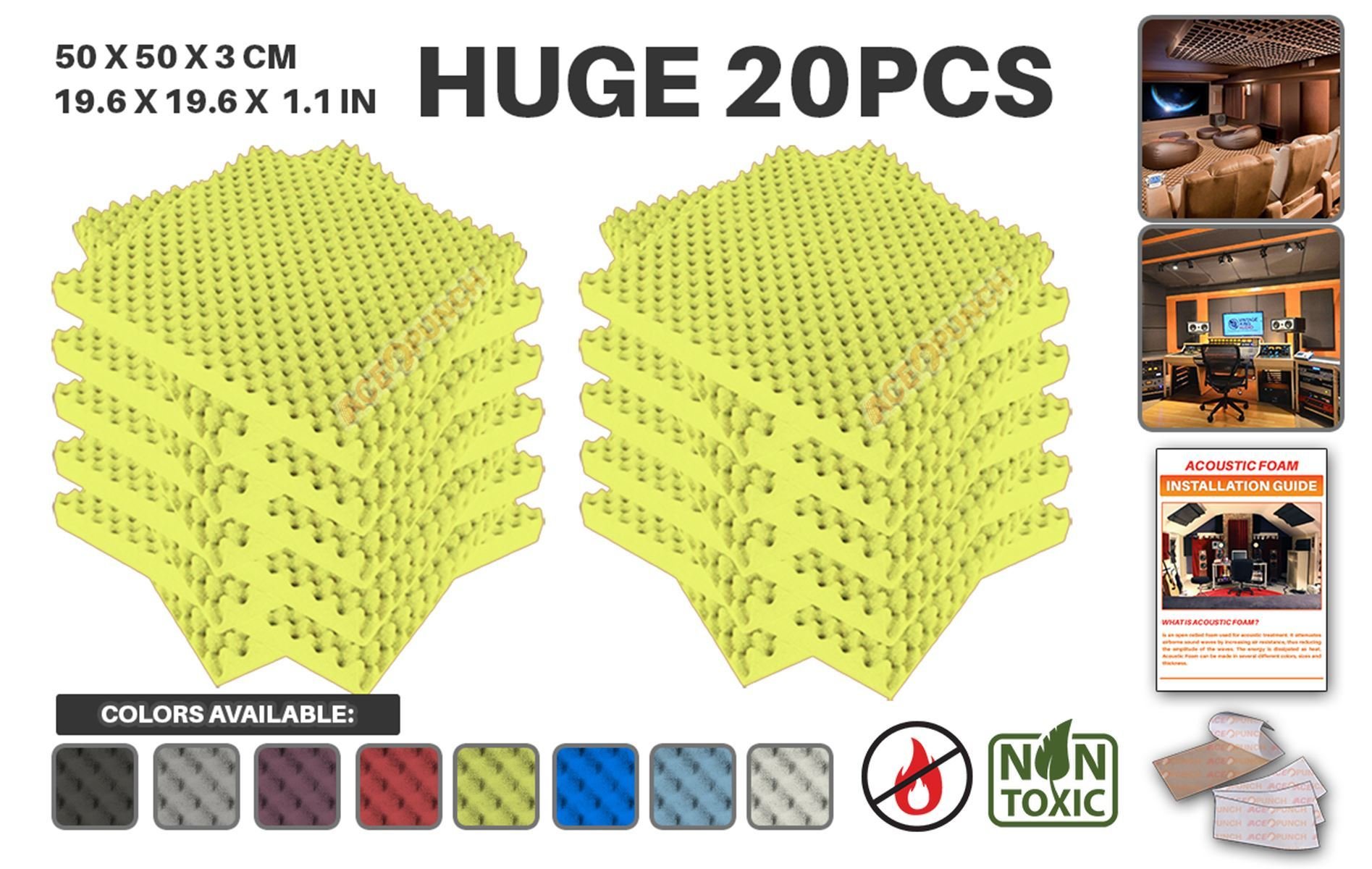 20 Pack Yellow Egg Crate Acoustic Foam Panels 19.6