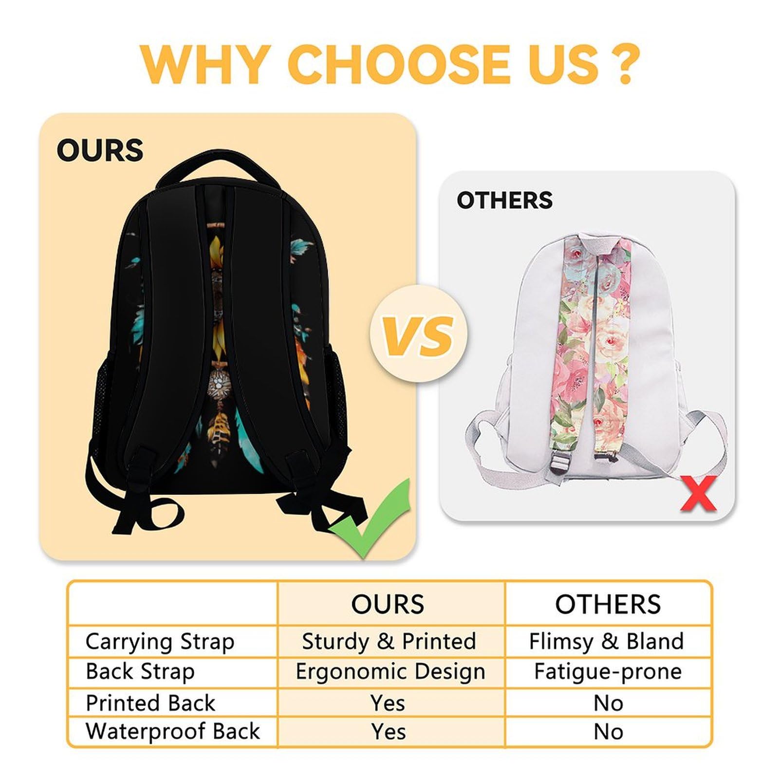 **Sunflower Print Girls Backpack for School - Lightweight Bookbag for Kids & Women - Aesthetic Daypack for Casual Travel & College - Bohemian Black School Bag for Back to School, Daily Use & Outdoor Adventures**