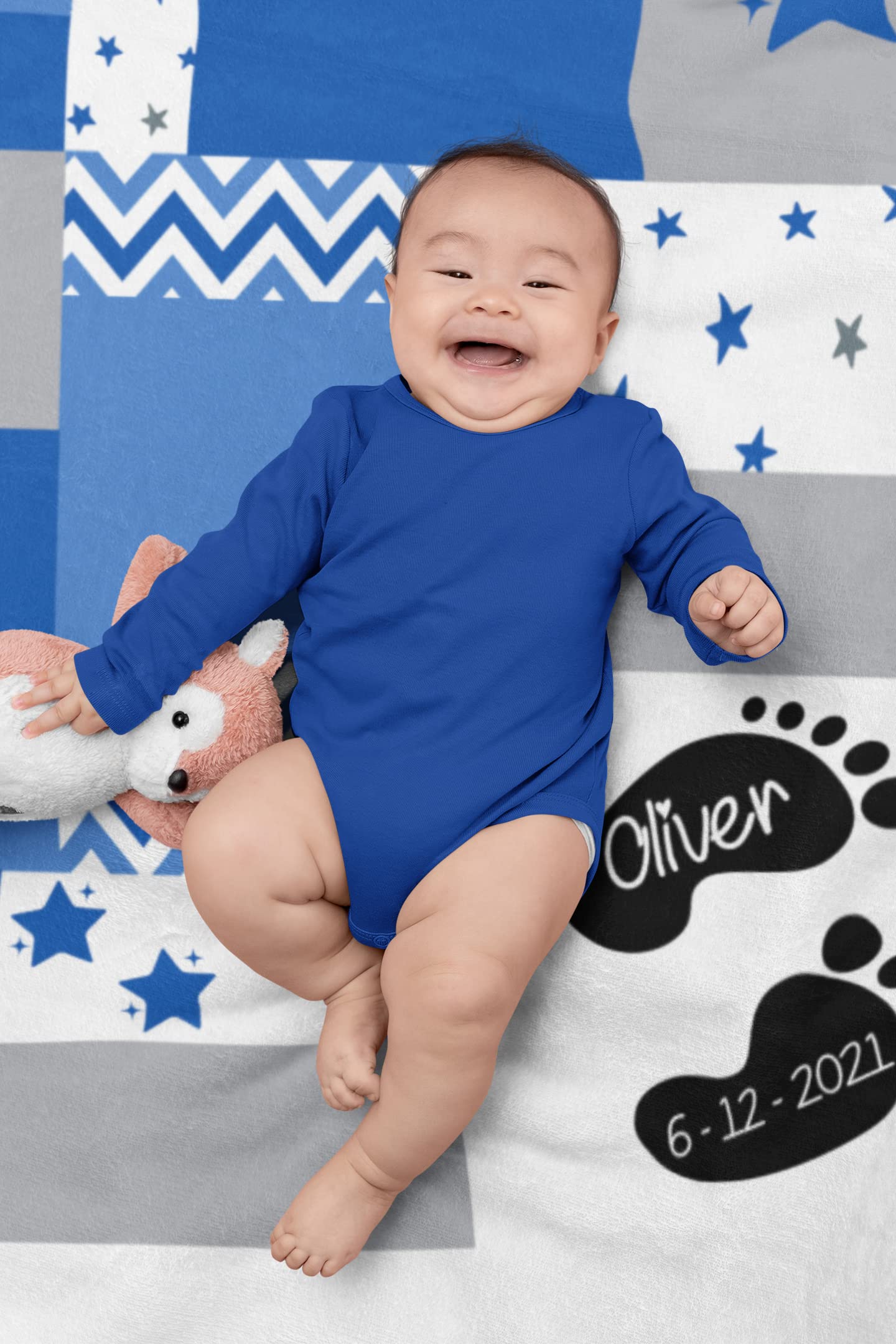 Custom Baby Boy Blankets with Name - Personalized Newborn Baby Gift | Soft Embroidered Blankets for Boys | Perfect Christening, Birthday & Welcome Home Gifts