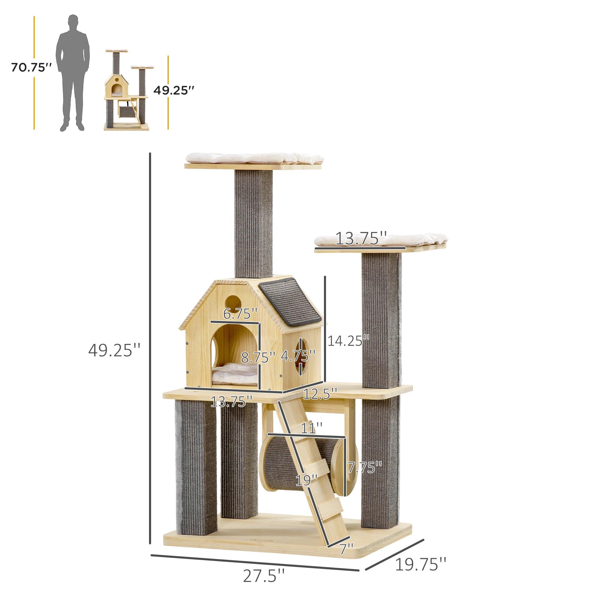 Premium Cat Tree for Indoor Cats - Modern Cat Tower with Scratching Posts, Cozy Perches, Spinning Toys & Ladder - Durable Cat Condo for Climbing, Scratching & Play - Perfect for Small Spaces, Apartments & Multi-Cat Homes