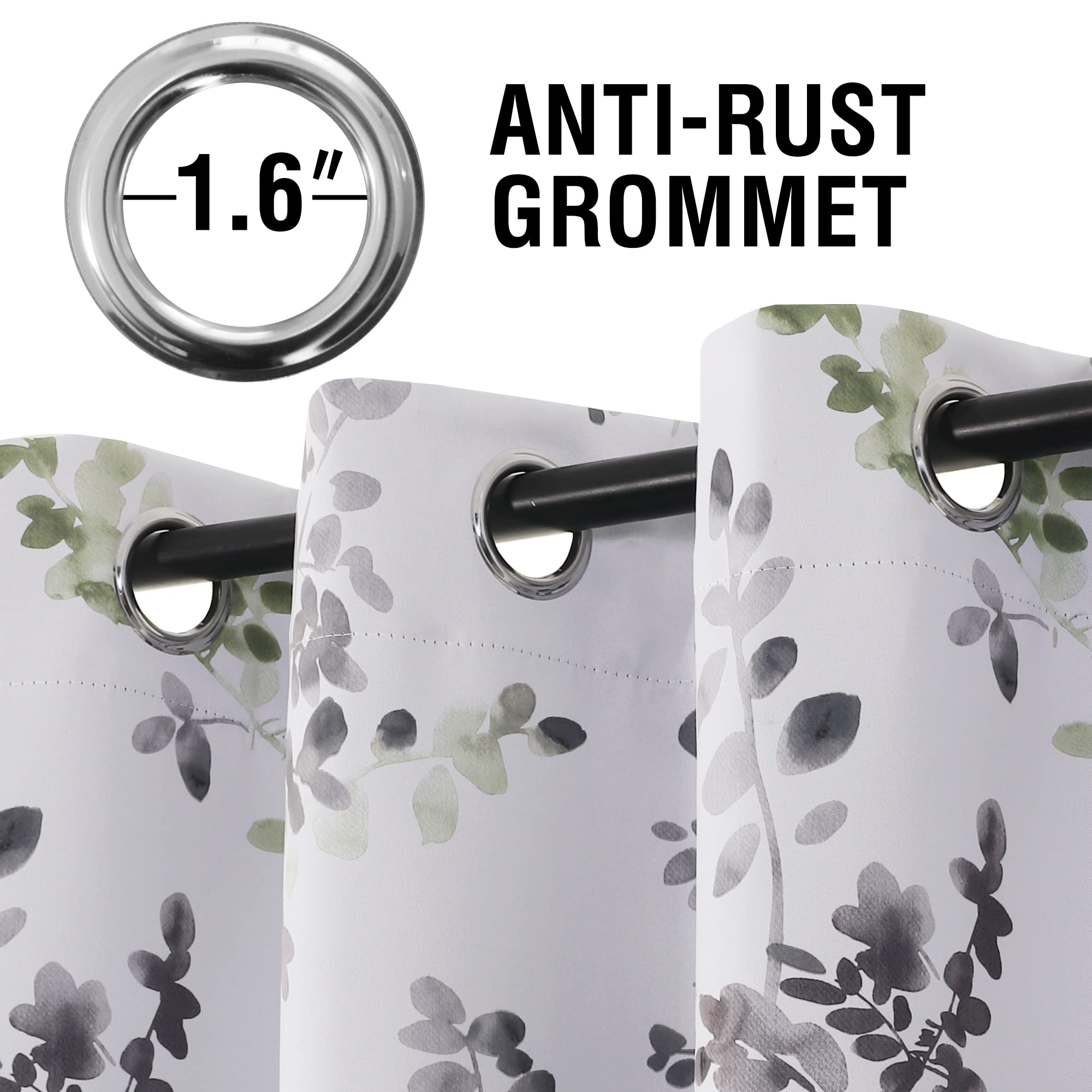 H.VERSAILTEX 84 Inch Floral Curtains - Thermal Insulated Blackout Drapes with Grommet Top, Light Blocking Room Darkening Curtains for Living Room & Bedroom, 2 Panels, Grey and Sage - Perfect for Home Decor, Privacy & Energy Efficiency