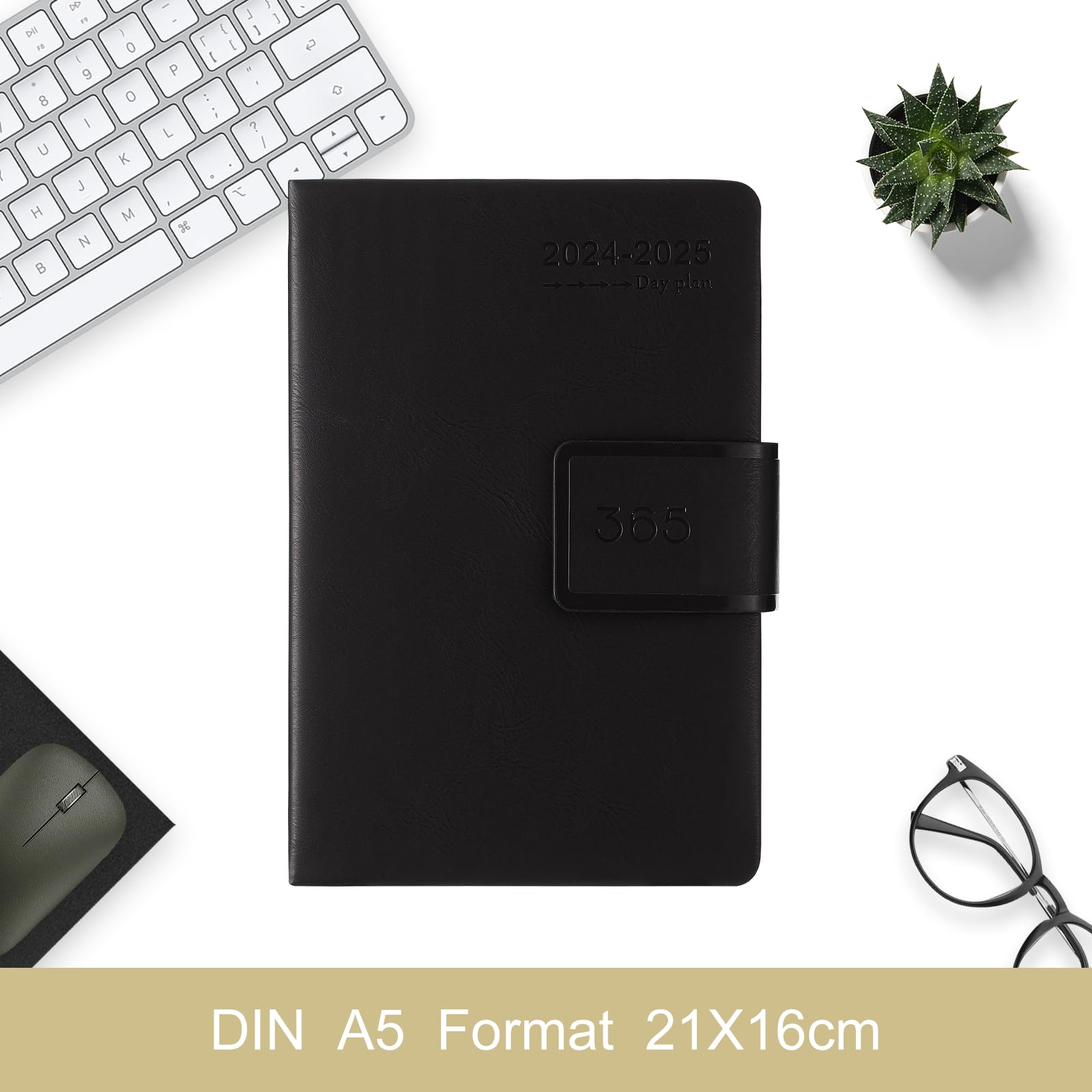 2024-2025 Daily Planner A5 Size | Mid-Year Academic Planner from 07/2024 to 06/2025 | Hard Cover with Colorful Monthly Tabs | Includes Pen Loop, Bookmark & Inner Pocket | Black | Perfect for Students, Professionals & Organizing Schedules