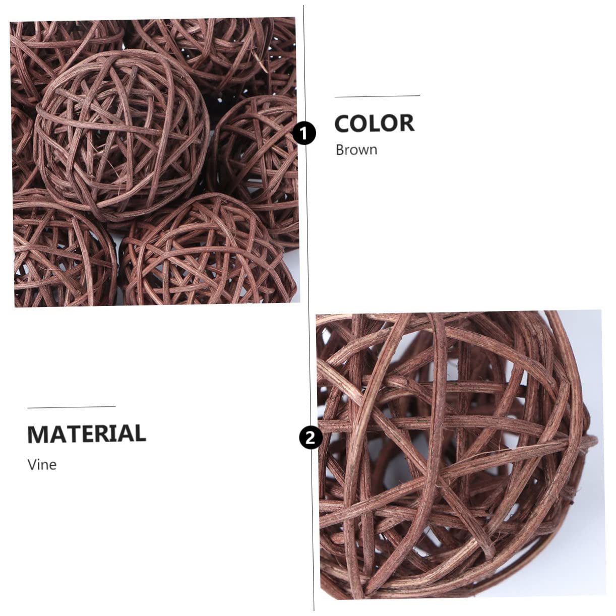 EXCEART 15-Piece DIY Rattan Hanging Balls Set - Natural Woven Decorative Ornaments for Christmas Tree, Home, Party & Wedding Decorations - Perfect for Holiday Crafts, Wall Hangings and Seasonal Displays