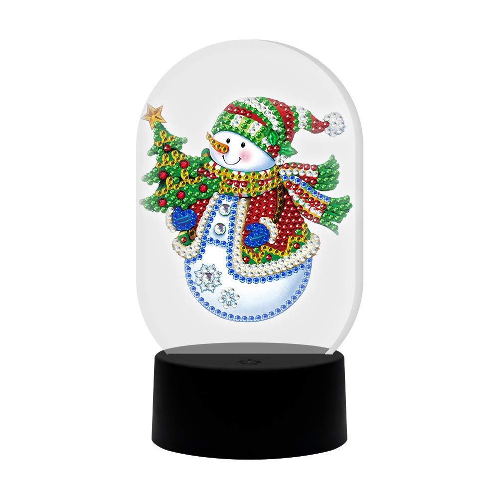DIY Diamond Painting LED Light Kit - Special Shaped Snowman with Christmas Tree Embroidery Night Light for Bedroom, Nursery & Holiday Decor | Perfect Christmas Gift & Home Decoration