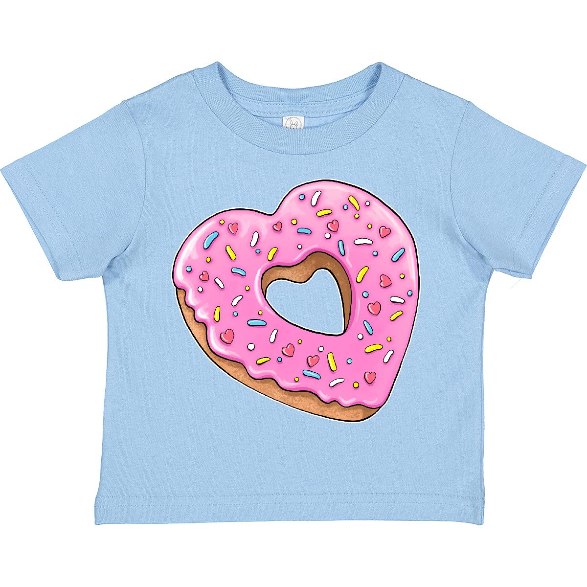 Inktastic Heart Shaped Donut with Pink Icing & Sprinkles Toddler T-Shirt - Cute Valentine's Day Outfit for Baby Girls & Boys