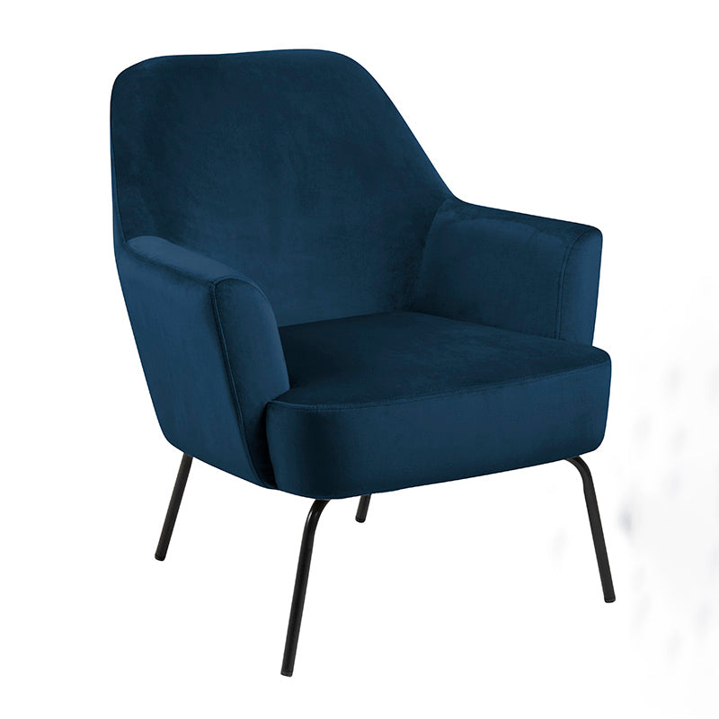 MONROE Lounge Chair - Navy Blue Mid-Century Modern Accent Chair for Living Room, Bedroom, or Office - Comfortable Upholstered Armchair with Solid Wood Legs