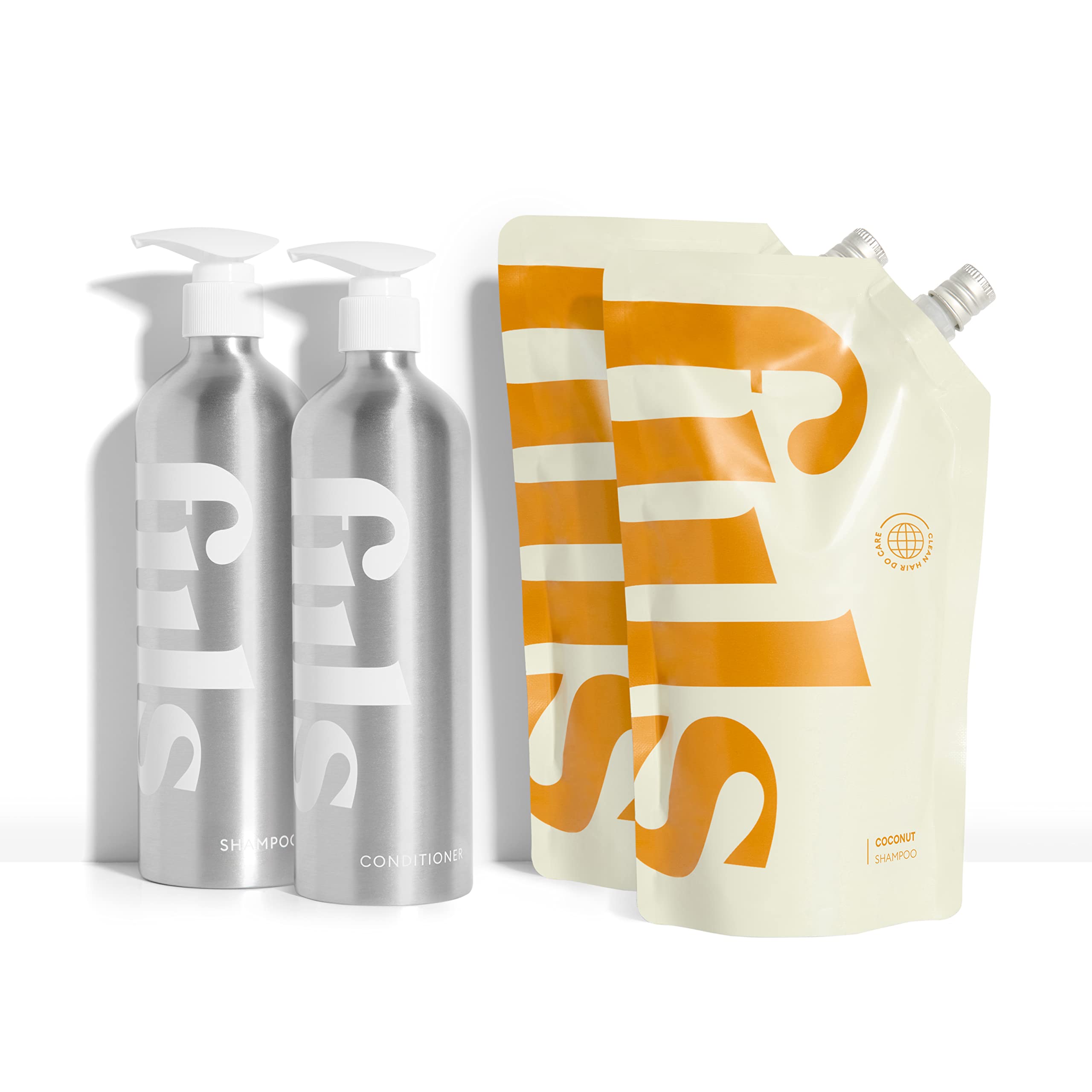 Fiils Nourishing Coconut Shampoo & Conditioner Set for Dry Damaged Hair - Sulfate Free, Paraben Free, Vegan Hair Care (Rose Gold) - Perfect for Daily Hydration & Salon-Quality Results at Home