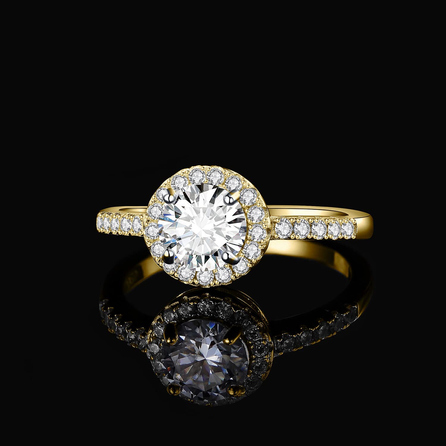 1.5ct Round Cut Cubic Zirconia Halo Engagement Ring for Women - 925 Sterling Silver Promise & Wedding Ring Set - Simulated Diamond Anniversary Jewelry - Perfect for Proposals, Anniversaries & Special Occasions