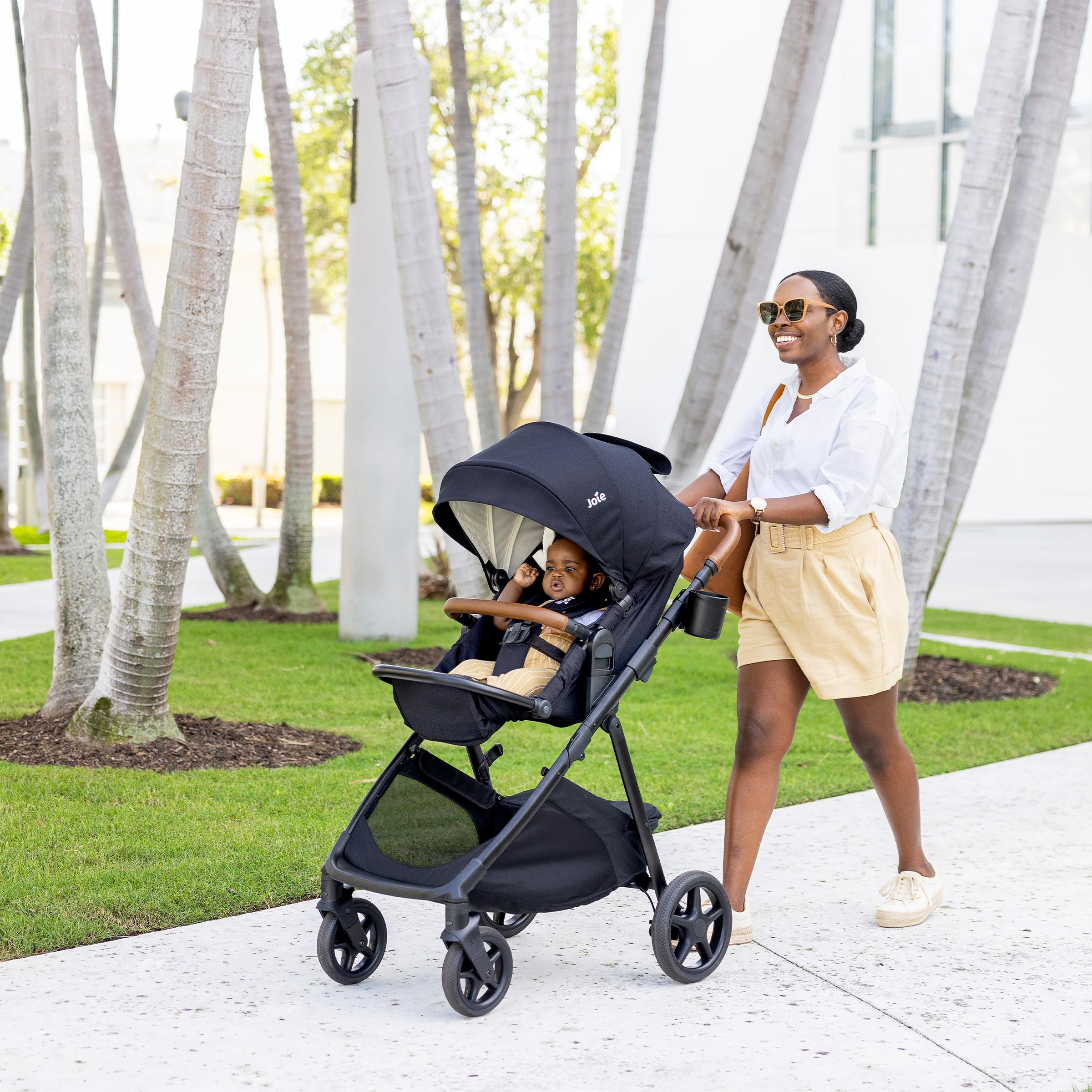 Ginger 4-in-1 Convertible Baby Stroller & Pramette with Height Adjustable Seat, All-Wheel Suspension & Extra Storage - Newborn to Toddler Travel System (Evergreen) | Perfect for City Walks, Shopping Trips & Family Outings