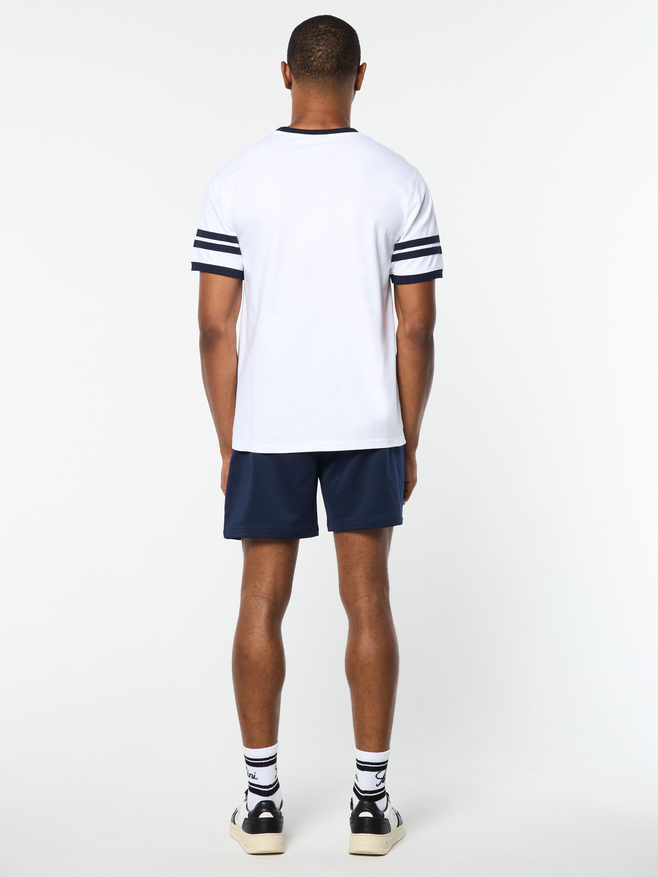 Orion Davis Ringer Tee - Classic White & Maritime Blue Vintage Style T-Shirt for Men | Casual Wear, Street Fashion & Retro Outfits