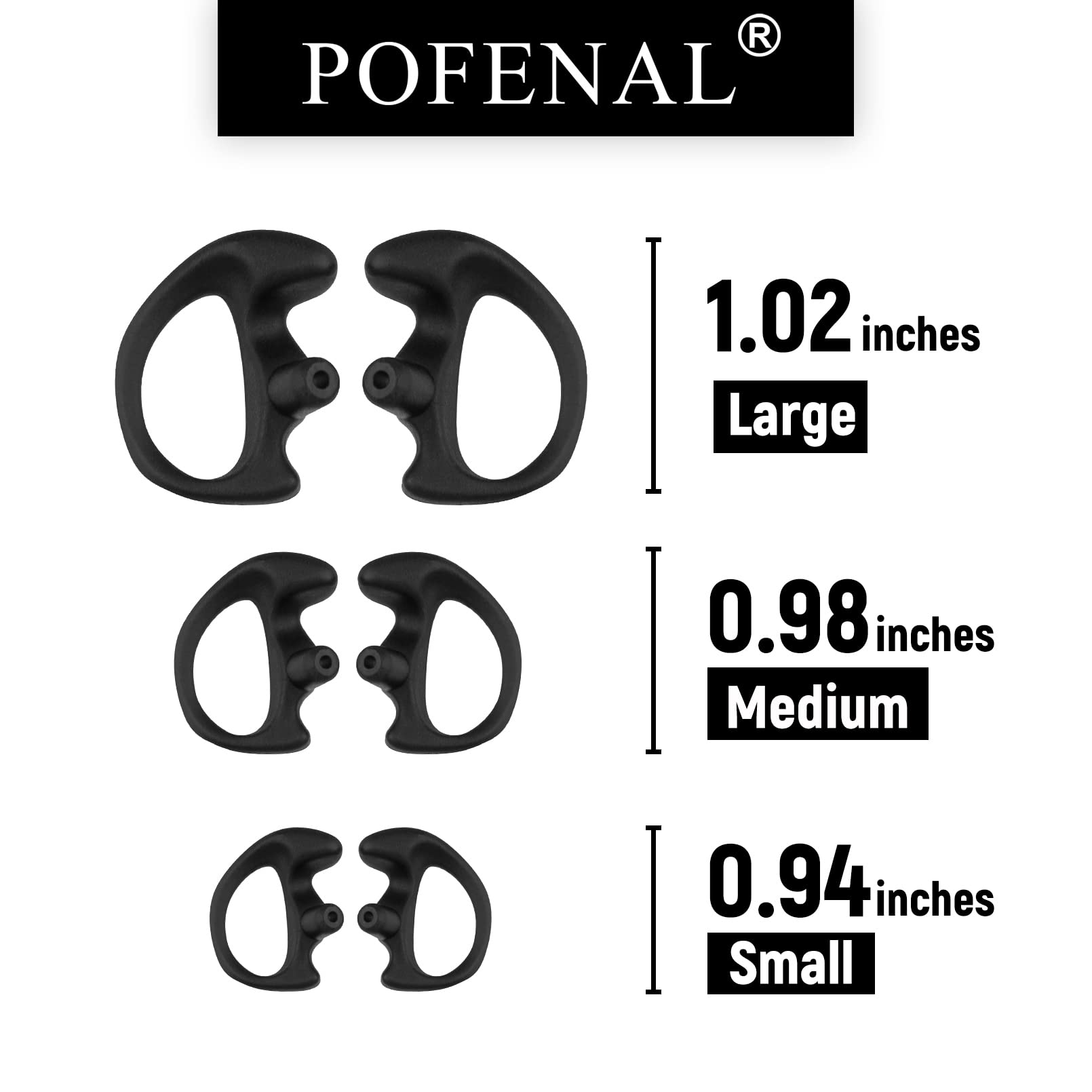 Universal Silicone Soft Earmold Replacement for Baofeng Motorola Kenwood Retevis Midland Two-Way Radios - Noise Isolating Comfortable Ear Tips (Black, Small, 2 Pairs) - Perfect for Construction, Security, and Outdoor Communication