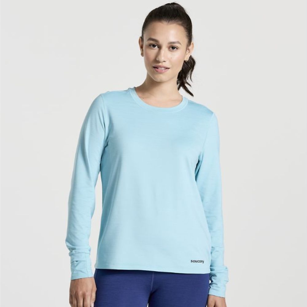 Saucony Women's Boulder Baselayer - Lightweight Thermal Running Shirt for Cold Weather, Moisture-Wicking & Breathable Activewear - Perfect for Winter Jogging, Hiking & Outdoor Workouts