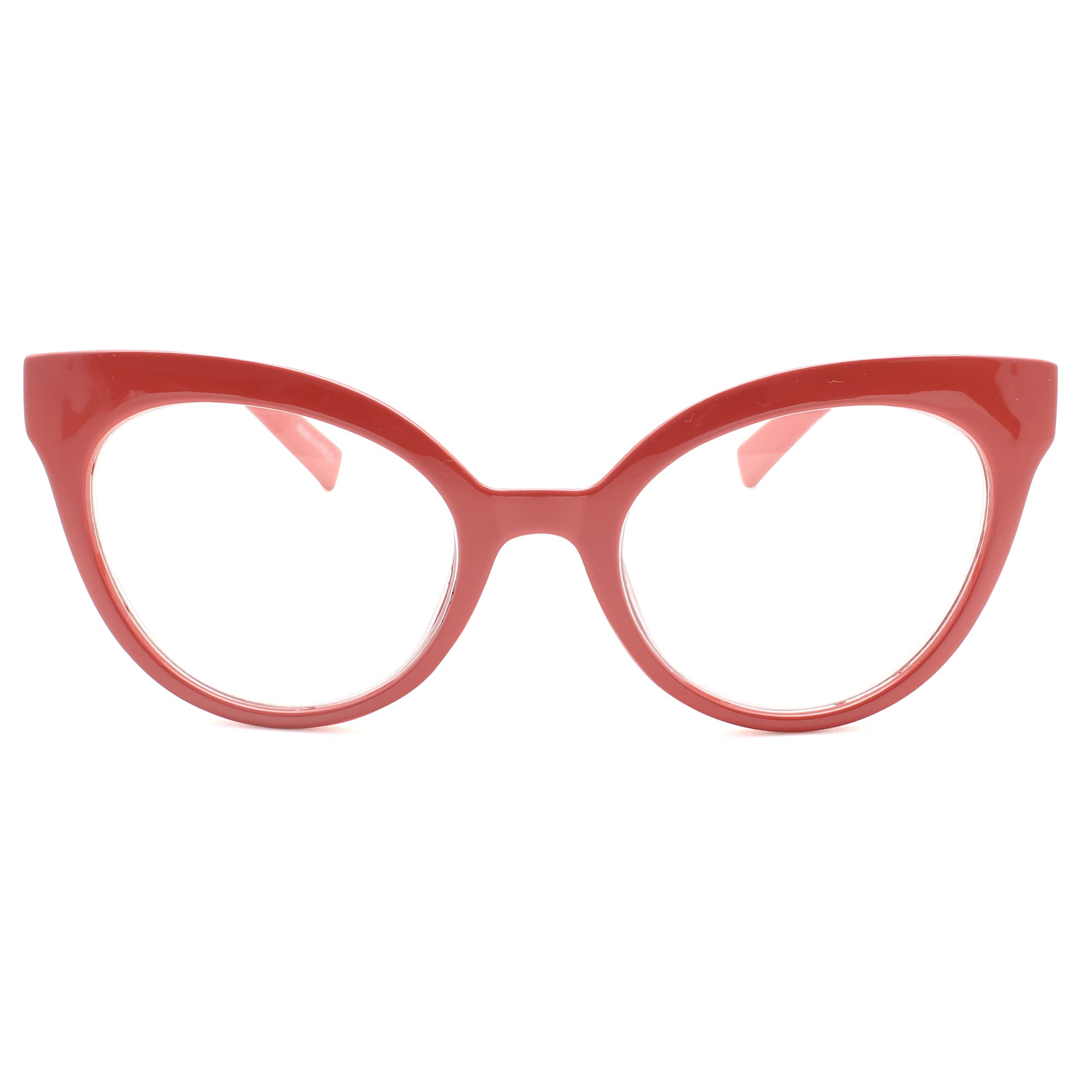 Stylish Coral Red Oversized Cat Eye Reading Glasses for Women - Fashionable +1.0 Magnification Readers - Comfortable Fit for All Face Shapes - Perfect for Reading, Working, and Everyday Use