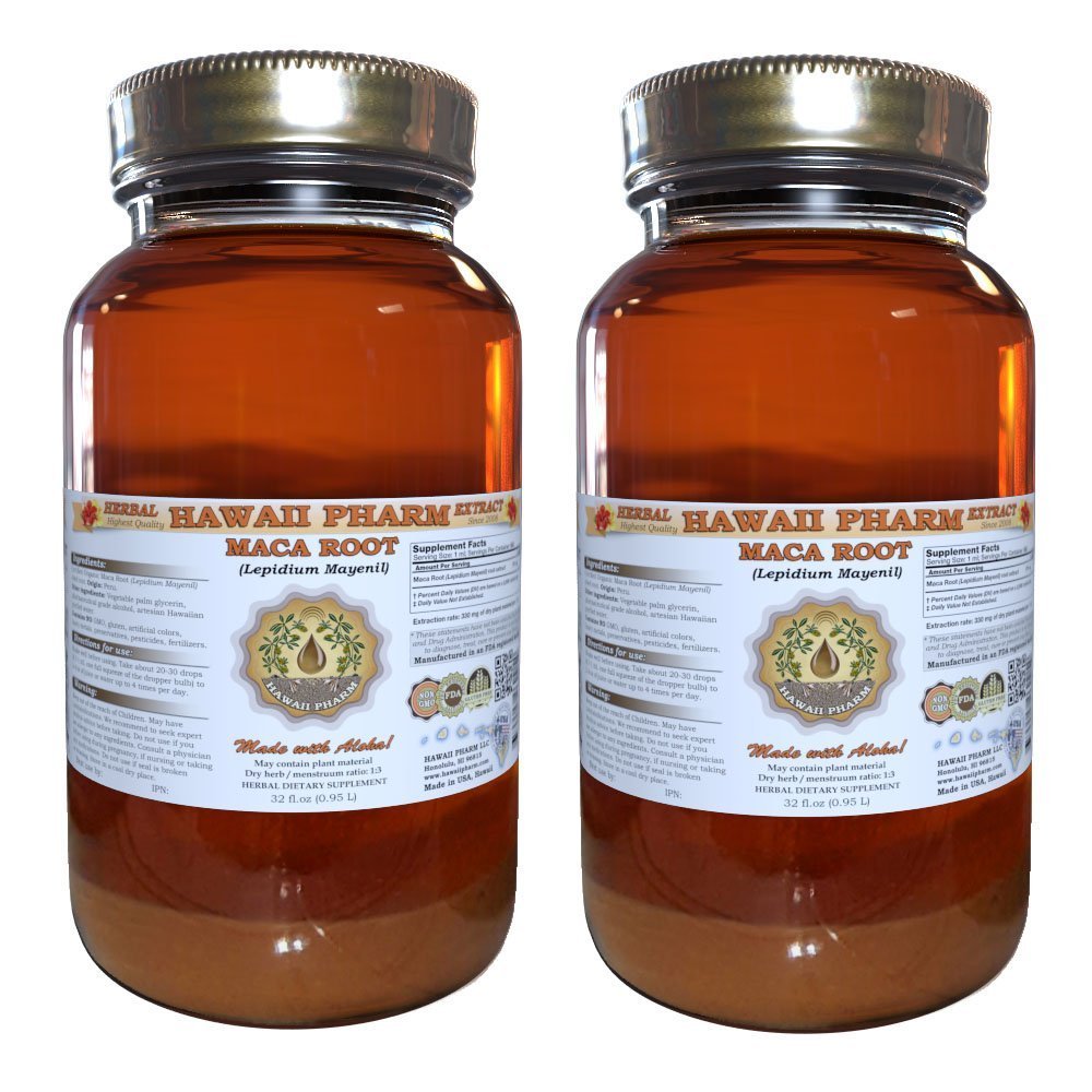 Organic Maca Root Liquid Extract (Lepidium Meyenii) - 2x32 oz Unfiltered Tincture Supplement, Wild Harvested - Boost Energy, Libido & Stamina for Workouts & Daily Wellness