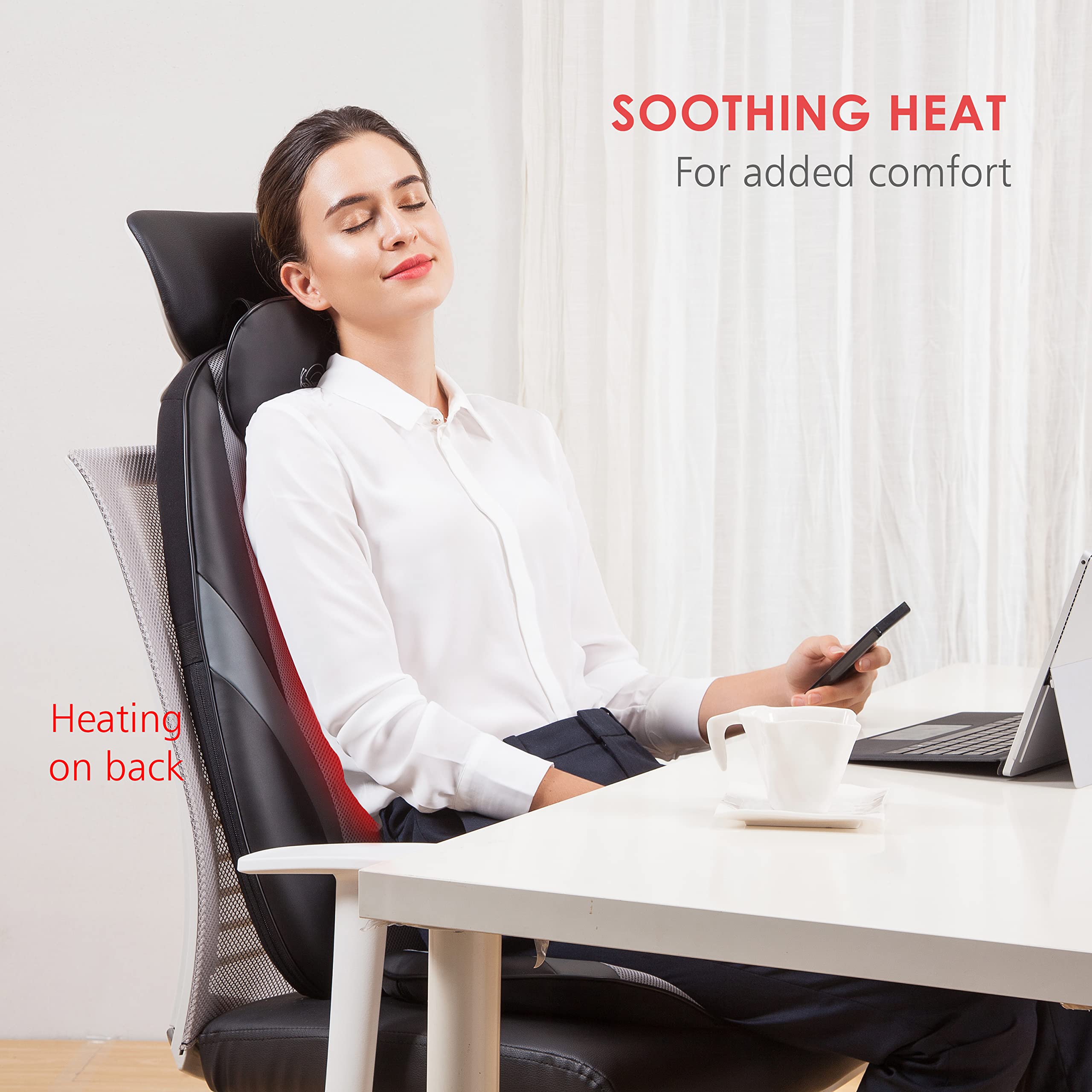 Snailax Shiatsu Massage Cushion with Heat - Kneading Back Massager for Home & Office - Foot Massager Machine with Heating - Perfect for Stress Relief & Muscle Relaxation at Work or Home