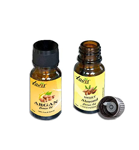 Pure Organic Argan Oil & Sweet Almond Oil for Skin & Hair Care - Moisturizing, Nourishing & Repairing - Perfect for Dry Skin, Frizzy Hair & Scalp Treatment