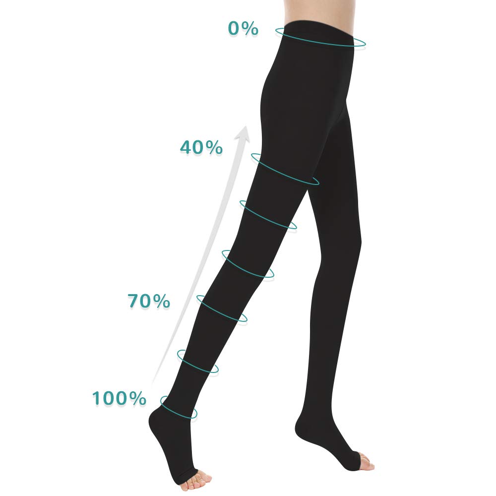 Medical Compression Stockings 20-30mmHg for Women & Men - Open Toe Black | Varicose Veins & Swelling Relief