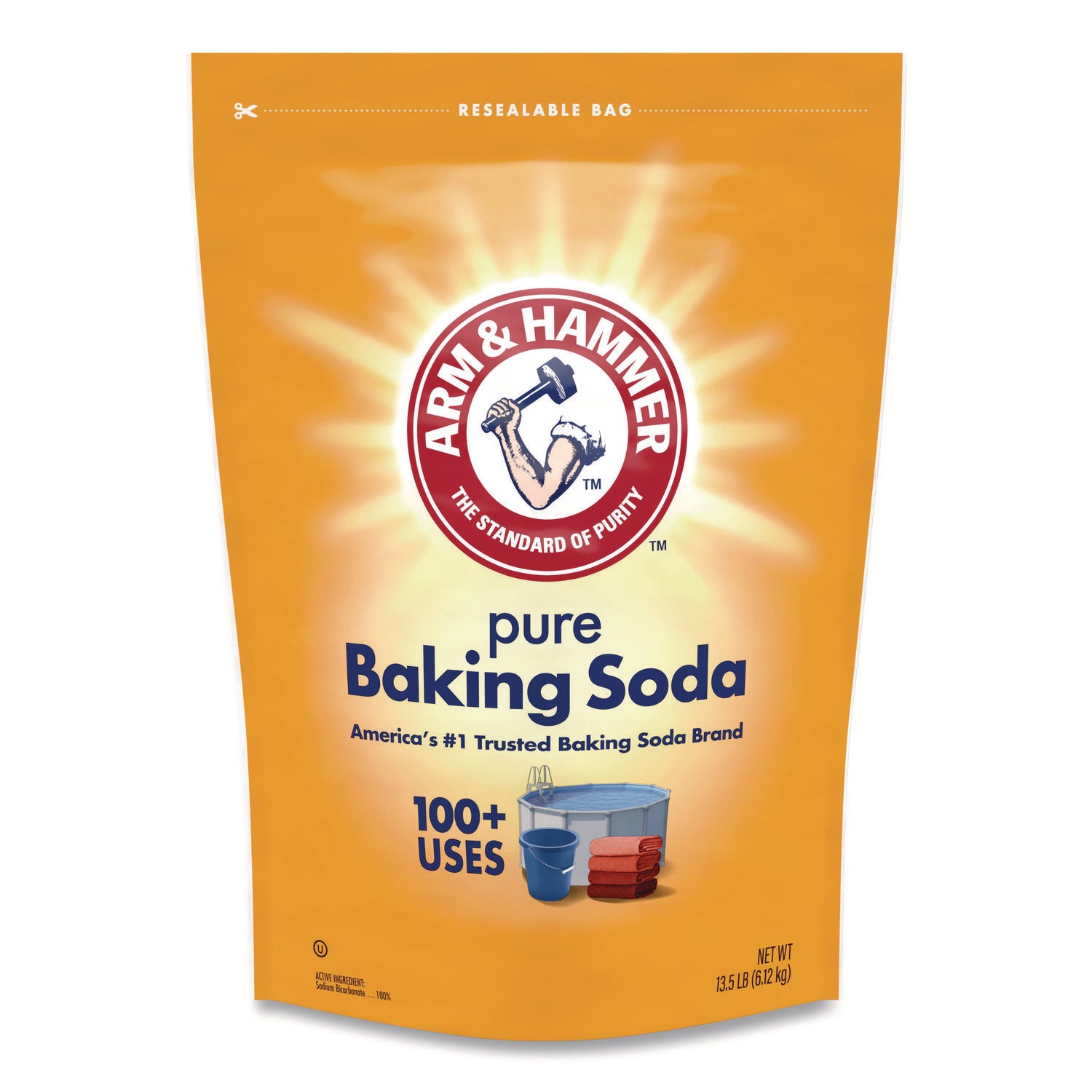 Arm & Hammer™ Baking Soda - 13.5 lb Bulk Bag (4 Bags/Carton, 20 Cartons/Pallet) | Multi-Purpose Cleaning, Deodorizing & Baking Essential for Home & Commercial Use