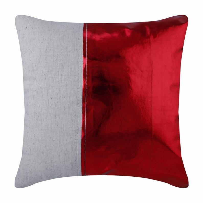 Better Half Silver Faux Leather Decorative Euro Sham Pillow Cover - Elegant Home Decor for Bedroom, Living Room & Guest Room