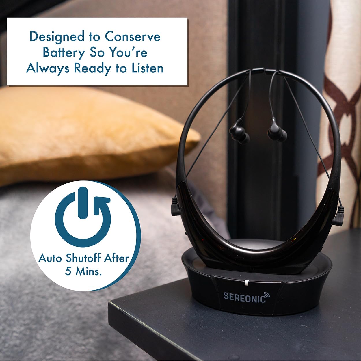 Wireless TV Headphones for Seniors - Comfortable Over-Ear TV Earbuds with Clear Audio & Smart RF Technology (100ft Range) - Perfect for Watching TV, Movies & Hearing Assistance at Home