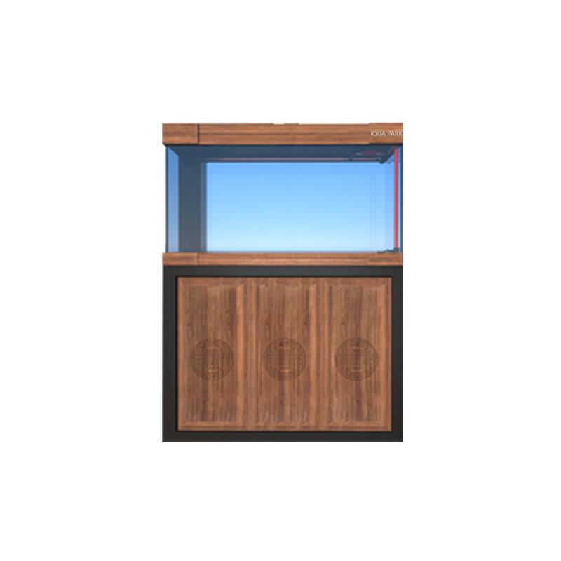 IAQUA 120 Gallon Crystal Clear Glass Aquarium with Sump & Aluminum Cabinet - Premium Saltwater & Reef Tank for Home or Office Decor