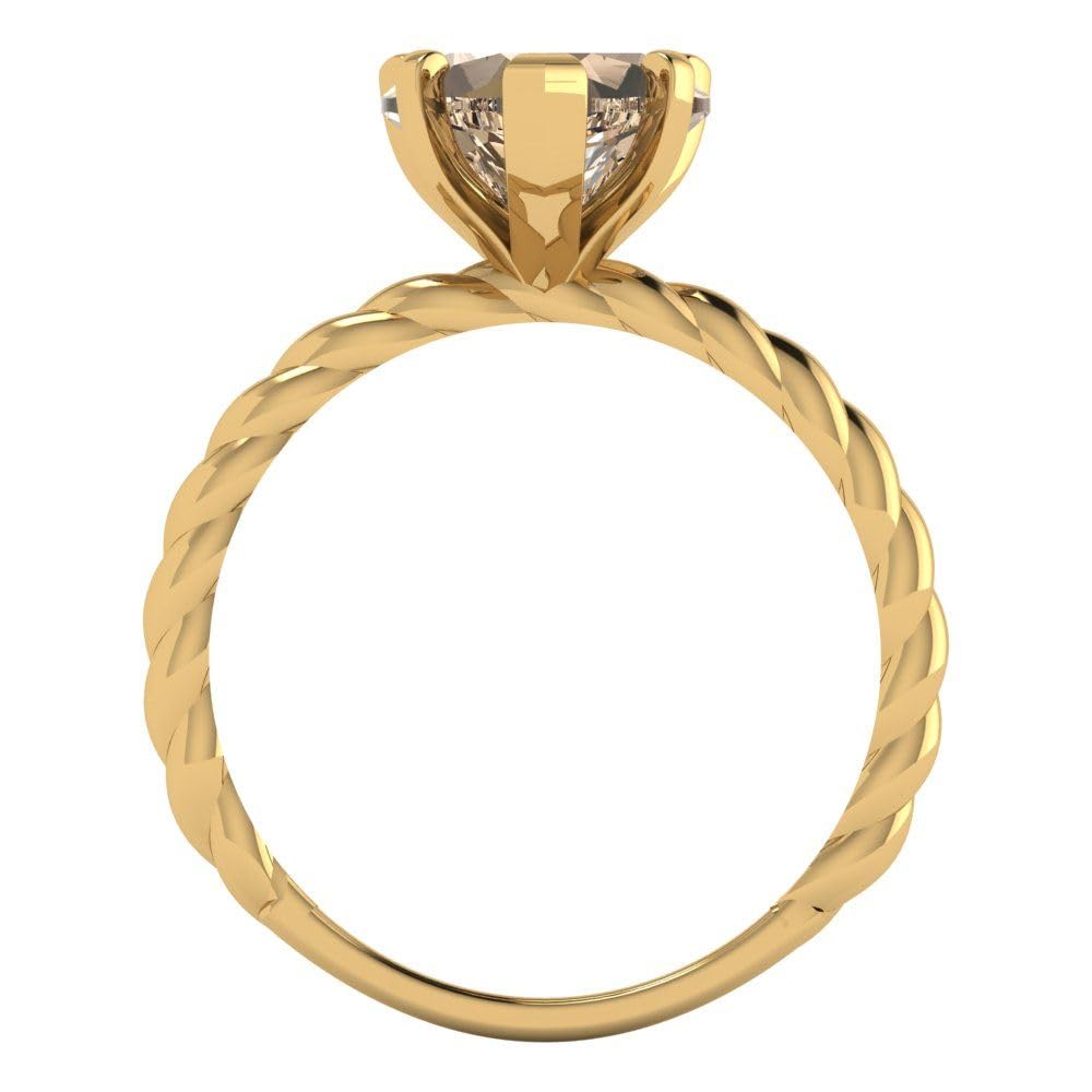 Clara Pucci 2.0 Carat Heart Cut Solitaire Rope Twisted Knot Stunning Yellow Moissanite Designer Anniversary Engagement Ring 14k Yellow Gold for Weddings, Anniversaries, and Special Occasions