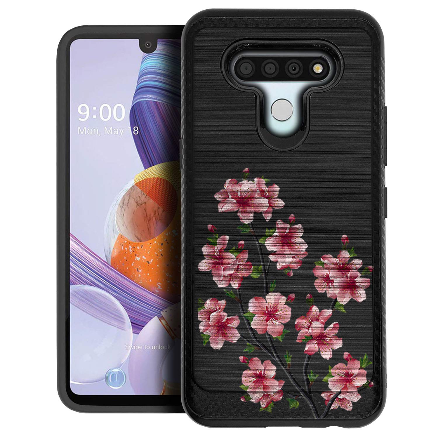 Premium LG Stylo 6 Case - Brushed Armor Dual Layer Protective Phone Cover with Pink Blossom Design | Shockproof & Slim Fit | Perfect for Everyday Use, Travel & Outdoor Activities