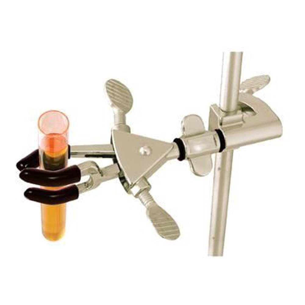 Stainless Steel Swivel Clamp with 3-Prong Dual Adjustable Jaws - Medium Size 916365 | Heavy Duty Lab Clamp for Secure Holding in Science Experiments, Woodworking & DIY Projects