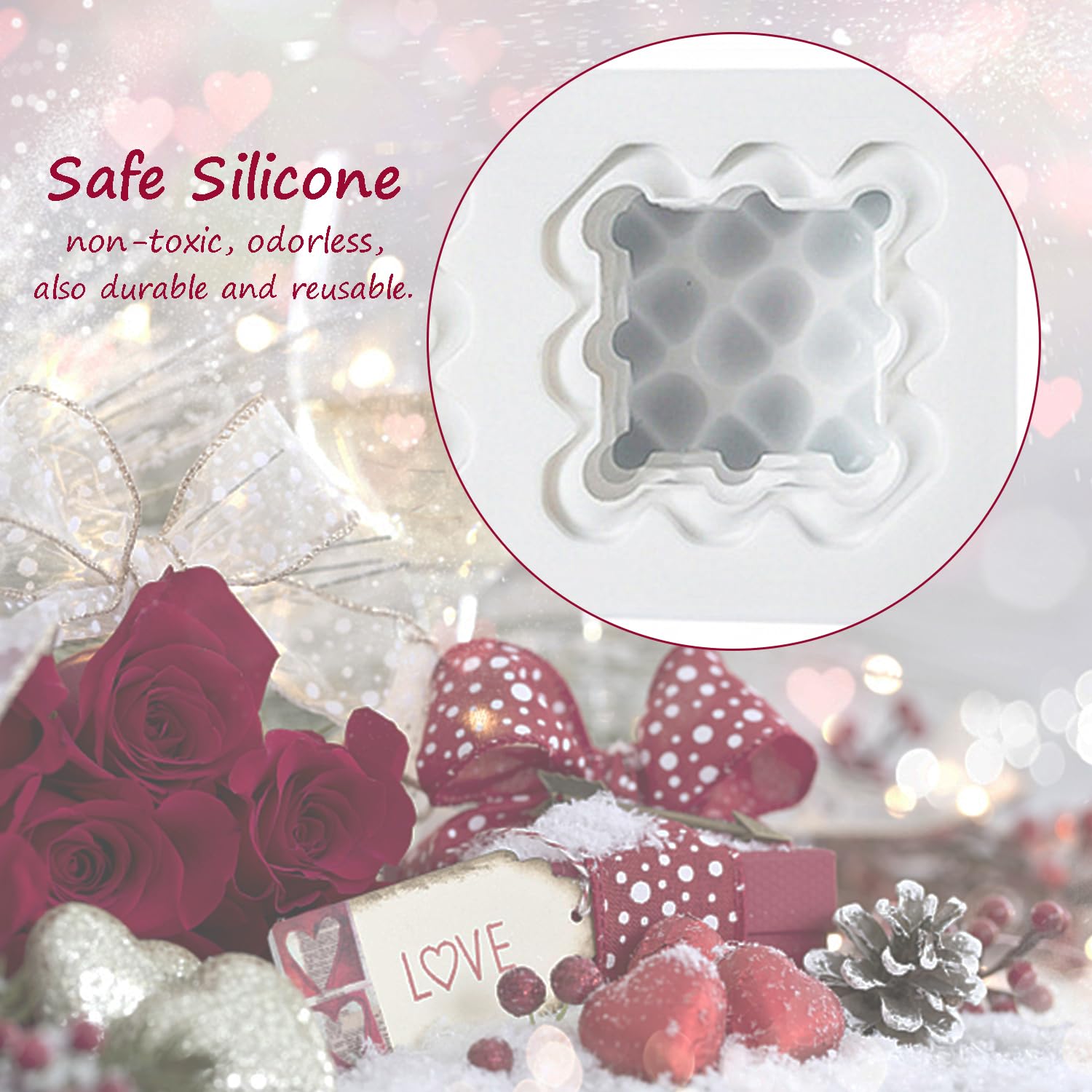 2 Cavity Heart Candle Molds Silicone - 3D Heart Bubble Cube Valentine's Day Silicone Molds for DIY Candle Making, Soap Crafting, Resin Art - Perfect for Romantic Home Decor, Wedding Favors & Gift Making