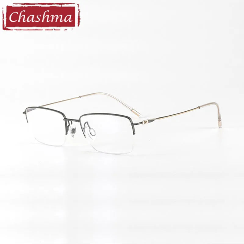 Men's Titanium Semi-Rimless Square Eyeglasses Frame 7277 - Lightweight & Durable for Work, Reading & Everyday Use
