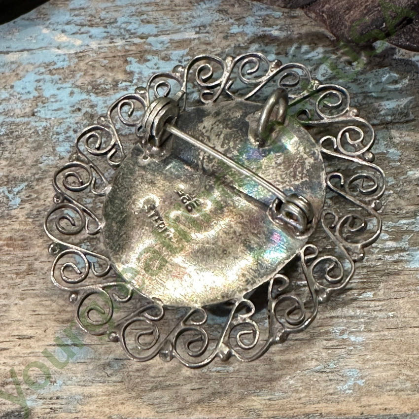 Vintage Mexican Sterling Silver Filigree Harlequin Opal Pendant Pin - Handcrafted Jewelry for Women, Gift for Her, Perfect for Special Occasions & Everyday Wear