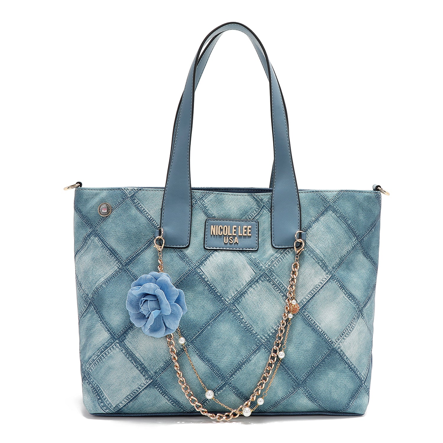 Blue Flower Tote Bag - Stylish & Durable Cotton Canvas Tote for Women - Perfect for Shopping, Beach, Work & Everyday Use