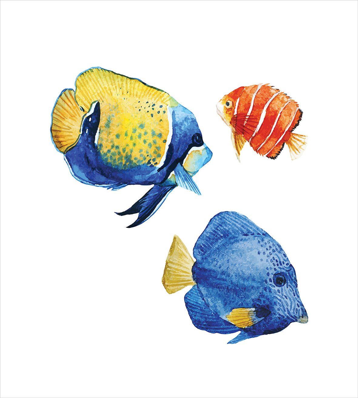 Ambesonne Tropical Fish Duvet Cover Set - Queen Size 3 Piece Bedding with 2 Pillow Shams, Blue and Scarlet Aquarium Print Featuring Discus & Goldfish Patterns | Perfect for Beach House, Kids Room or Ocean-Themed Bedroom Decor