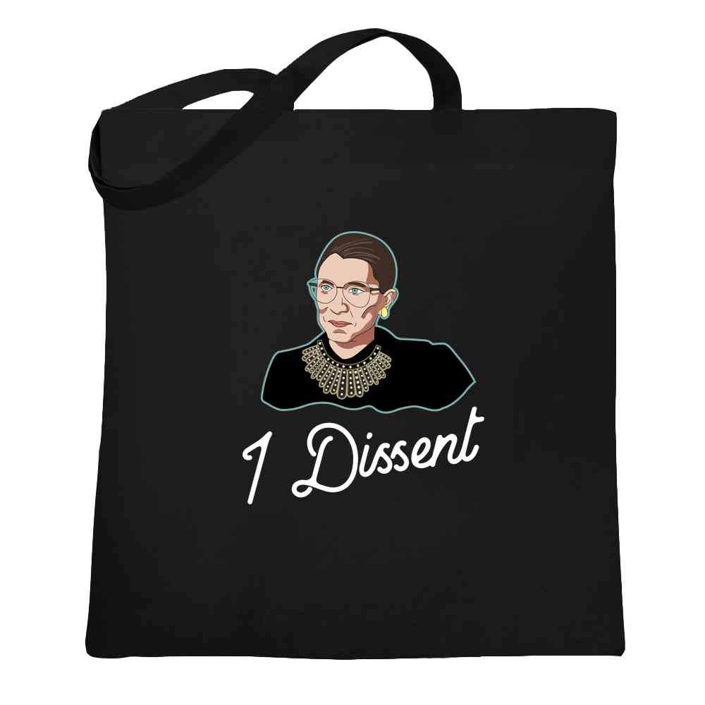 Pop Threads 'I Dissent' RBG Tribute Shirt - Liberal Justice Supreme Court Inspired Black Large Tote Bag (15x15 inches) - Perfect for Political Rallies, Book Clubs & Feminist Gift Giving