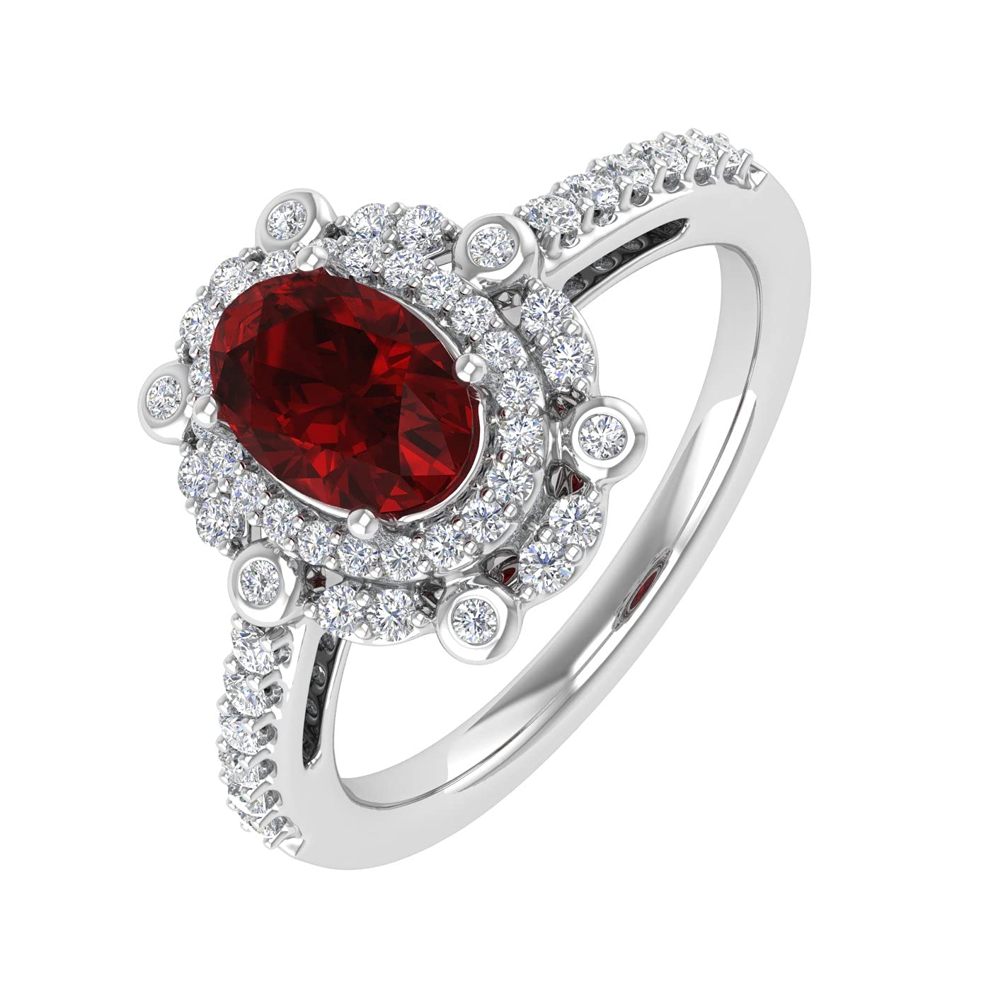 1.25 Carat Oval Ruby & Round Diamond Engagement Ring in 10K Gold - Perfect for Proposals, Weddings & Anniversary Gifts