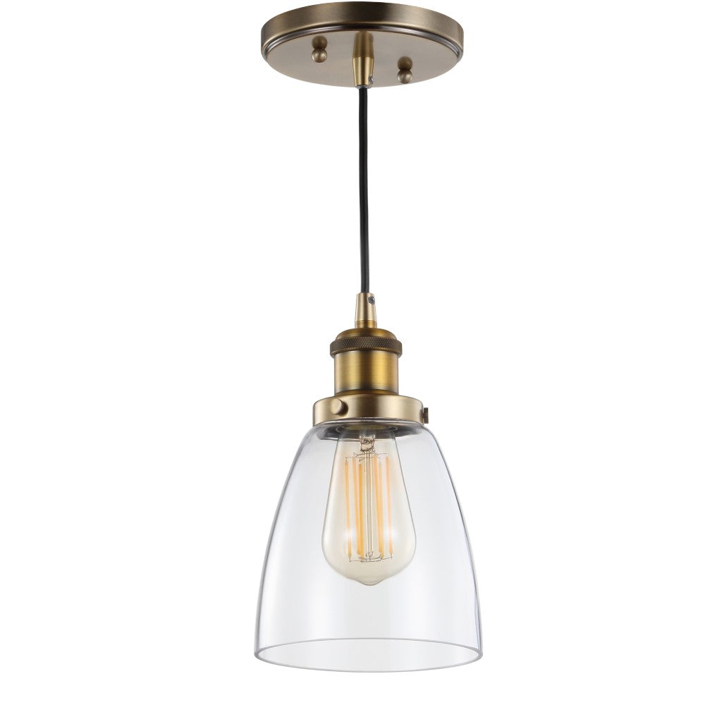 Cleo 5.5 Adjustable Metal & Glass LED Pendant Light - Modern Hanging Fixture for Kitchen Island, Dining Room, or Living Room Lighting