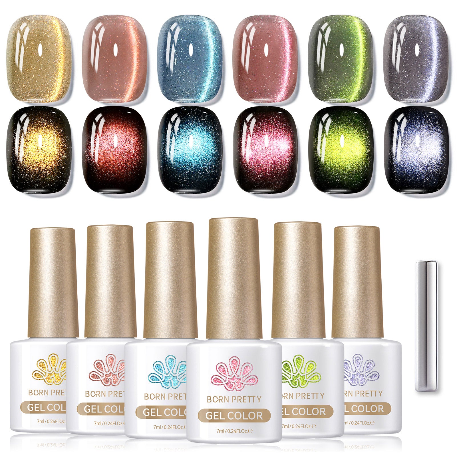 6 Colors Magnetic Cat Eye Gel Polish Set - M45 Orange Star 7ml for Nail Art & Manicure - Perfect for Salon, Home Use & Gift Giving