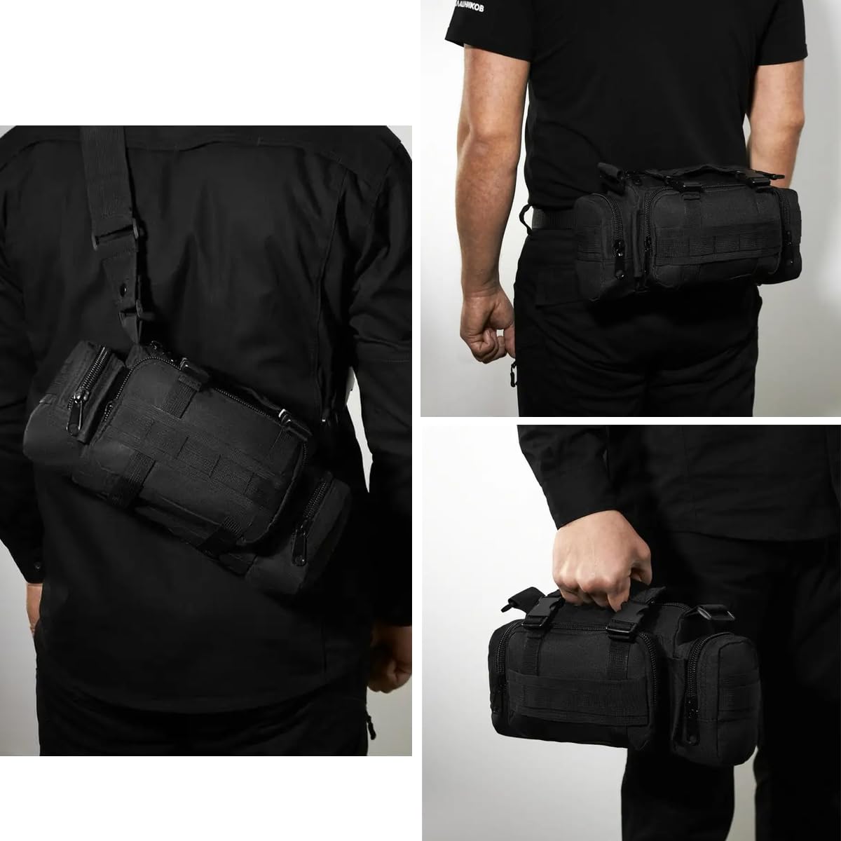 BraveHawk OUTDOORS Bike Handlebar Bag - Waterproof 900D Nylon Oxford Cycling Pack for Bicycle Accessories, Multi-Purpose Waist Bag (Black) - Perfect for Commuting, Mountain Biking & Outdoor Adventures