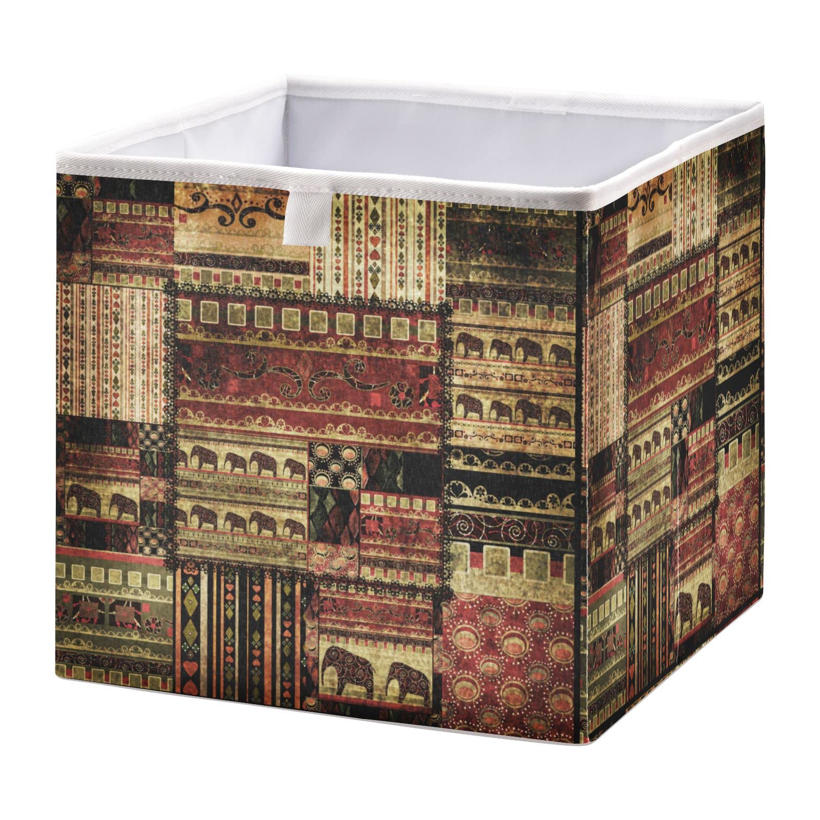 DOMIKING African Pattern Storage Bins - Foldable Fabric Storage Baskets with Sturdy Handle for Closet, Shelves & Bedroom Organization (11 Inch) - Perfect for Home, Office & Kids Room Storage Solutions