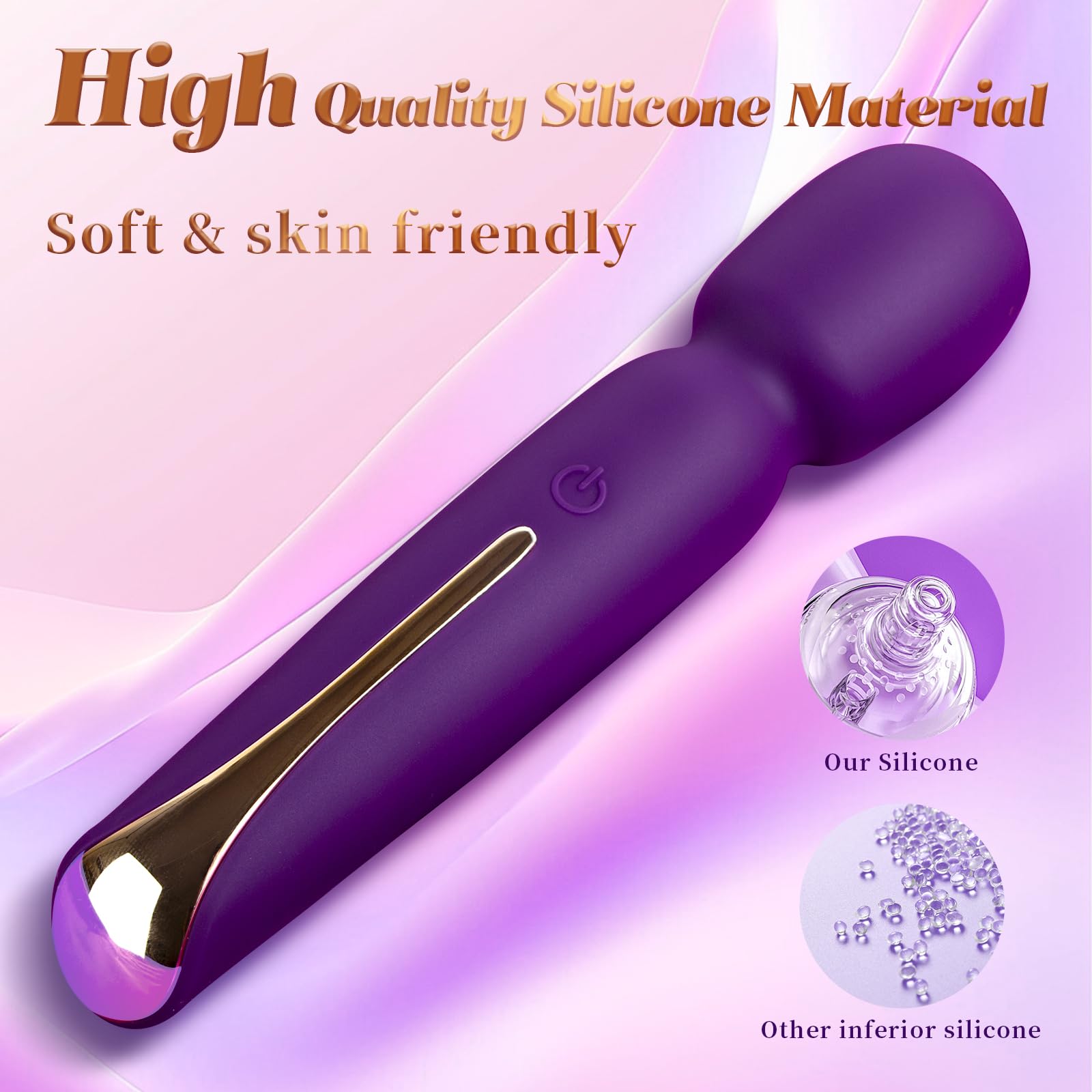 NightWind 4-Piece Silicone Wand Vibrator Kit - 10 Powerful Vibration Modes for G-Spot, Clitoral & Anal Stimulation - Ultra Quiet & Soft Adult Sex Toy for Women - Perfect Gift Box for Couples & Solo Play (Ideal for Bedroom Fun, Relaxation & Intimate Moments)