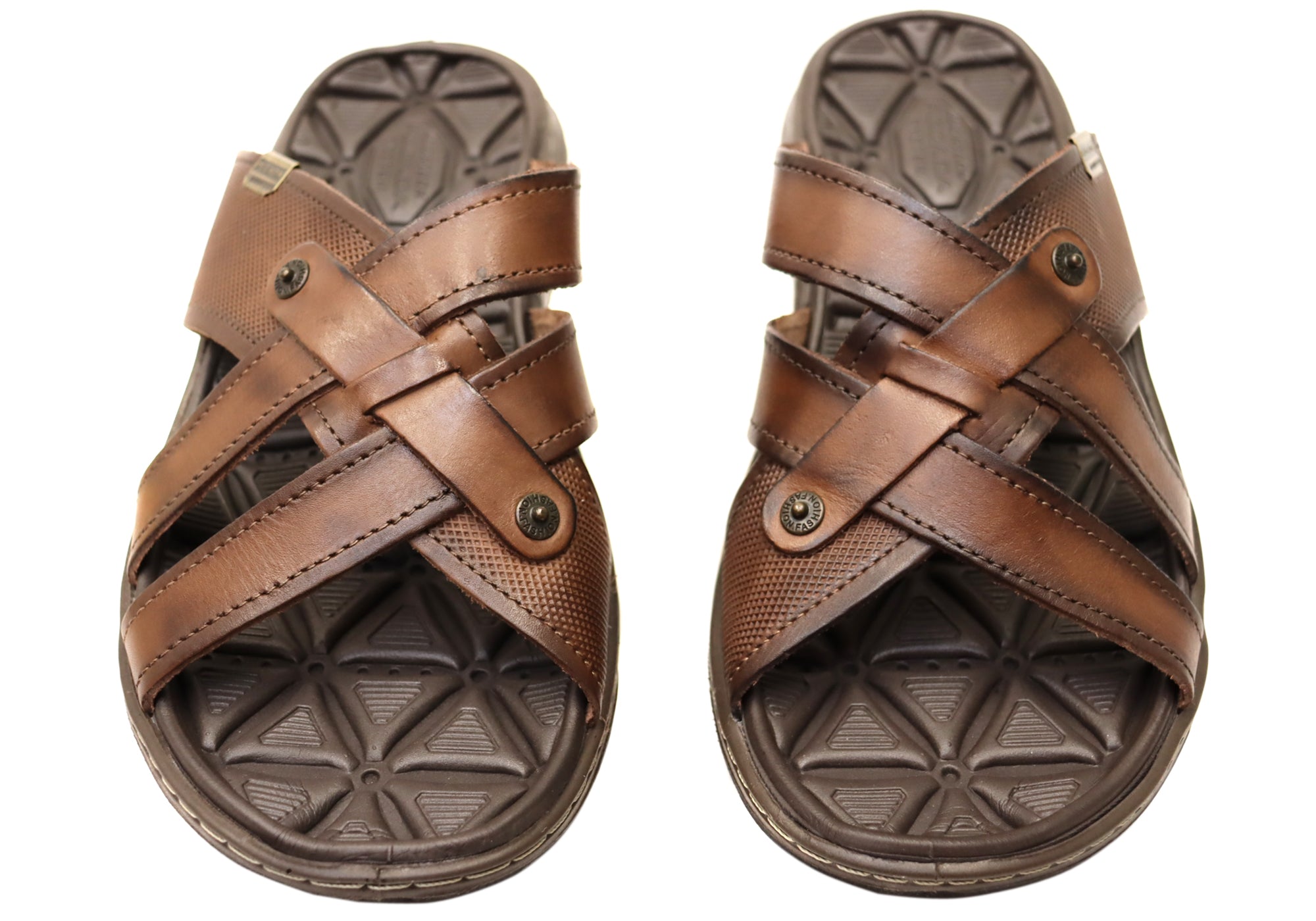 Premium Men's Leather Slides Sandals - Handmade in Brazil - Comfortable & Durable for Casual Wear, Beach, Poolside & Home Relaxation