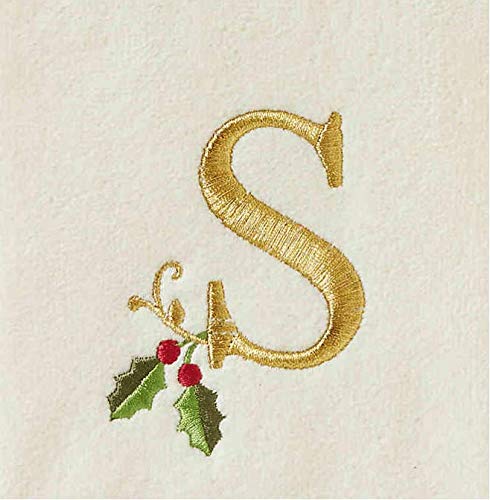 Personalized Monogram Hand Towel Set - 2-Piece Embroidered Cotton Towels (Letter S) | Elegant Bathroom Decor, Housewarming Gift, Bridal Shower Present