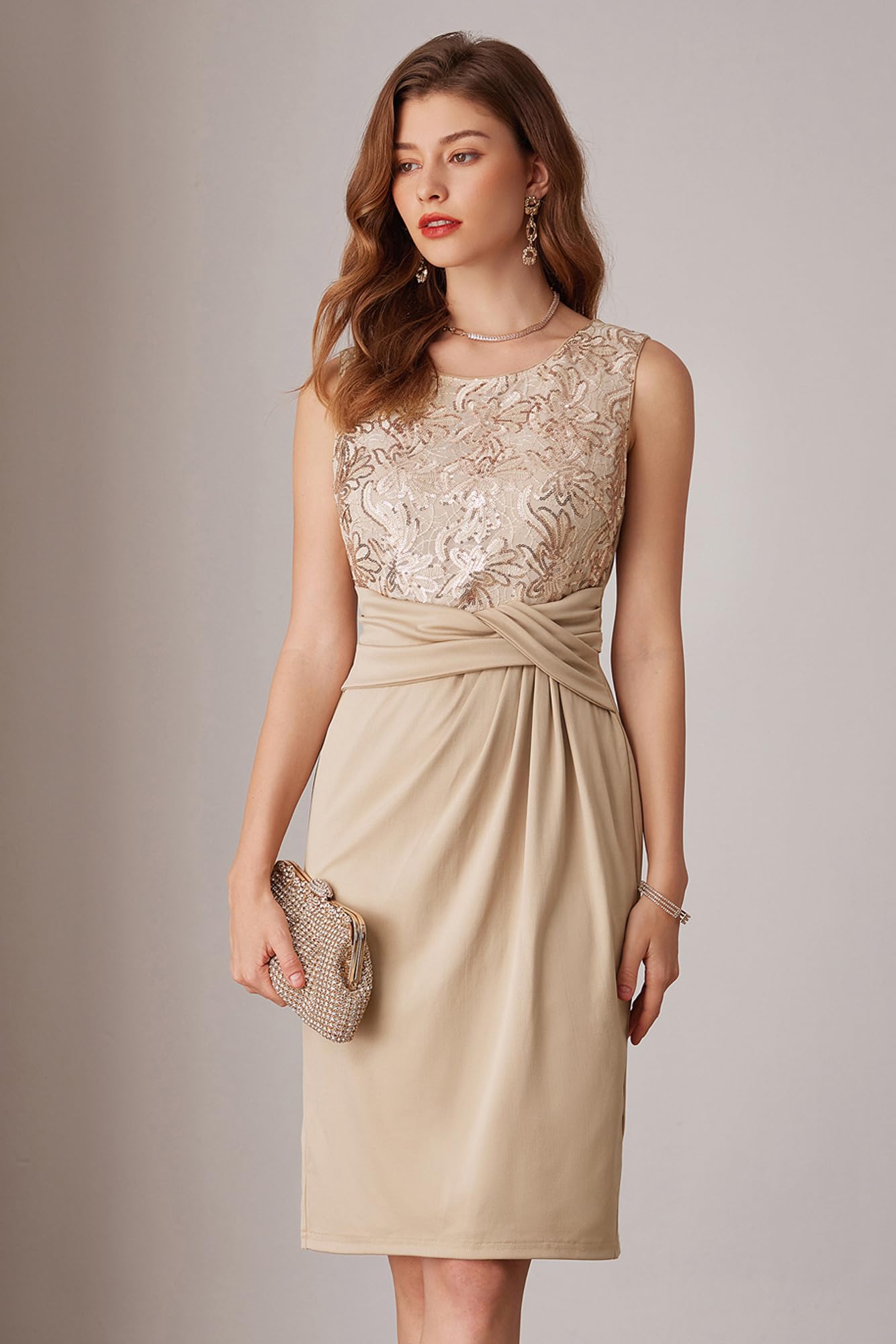 GRACE KARIN Women's Sequin Two Piece Dress Set with Jacket - Mother of The Bride & Wedding Guest Formal Outfit for Special Occasions, Parties & Evening Events