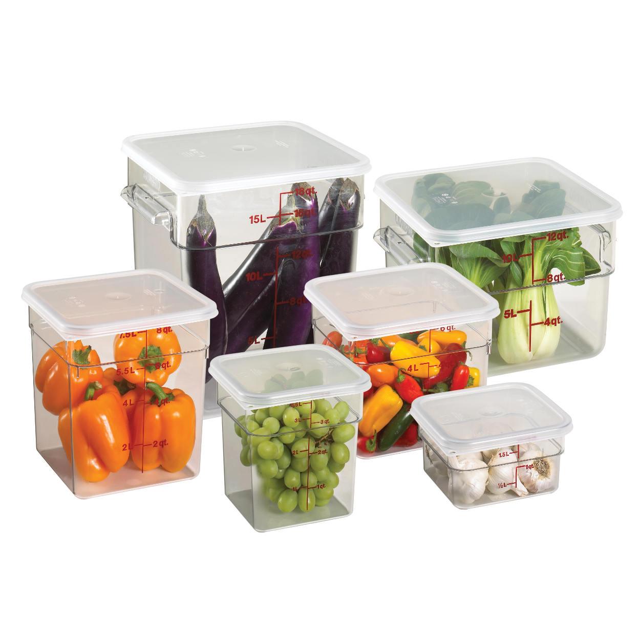 Cambro 2SFSCW135 Camwear 2 Qt. Clear Square Food Storage Container with Lid - BPA-Free Plastic Food Container for Meal Prep, Restaurant, Kitchen & Pantry Organization